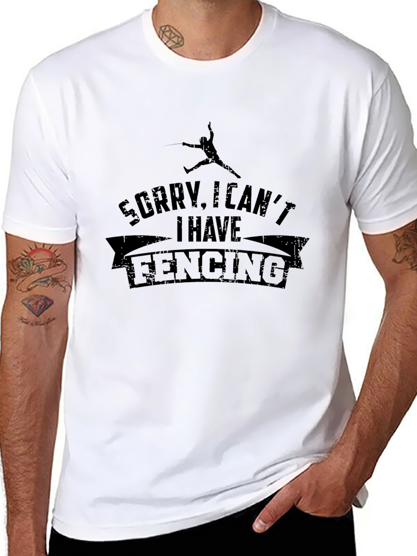 Sorry I Cant I Have Fencing Black T-Shirt