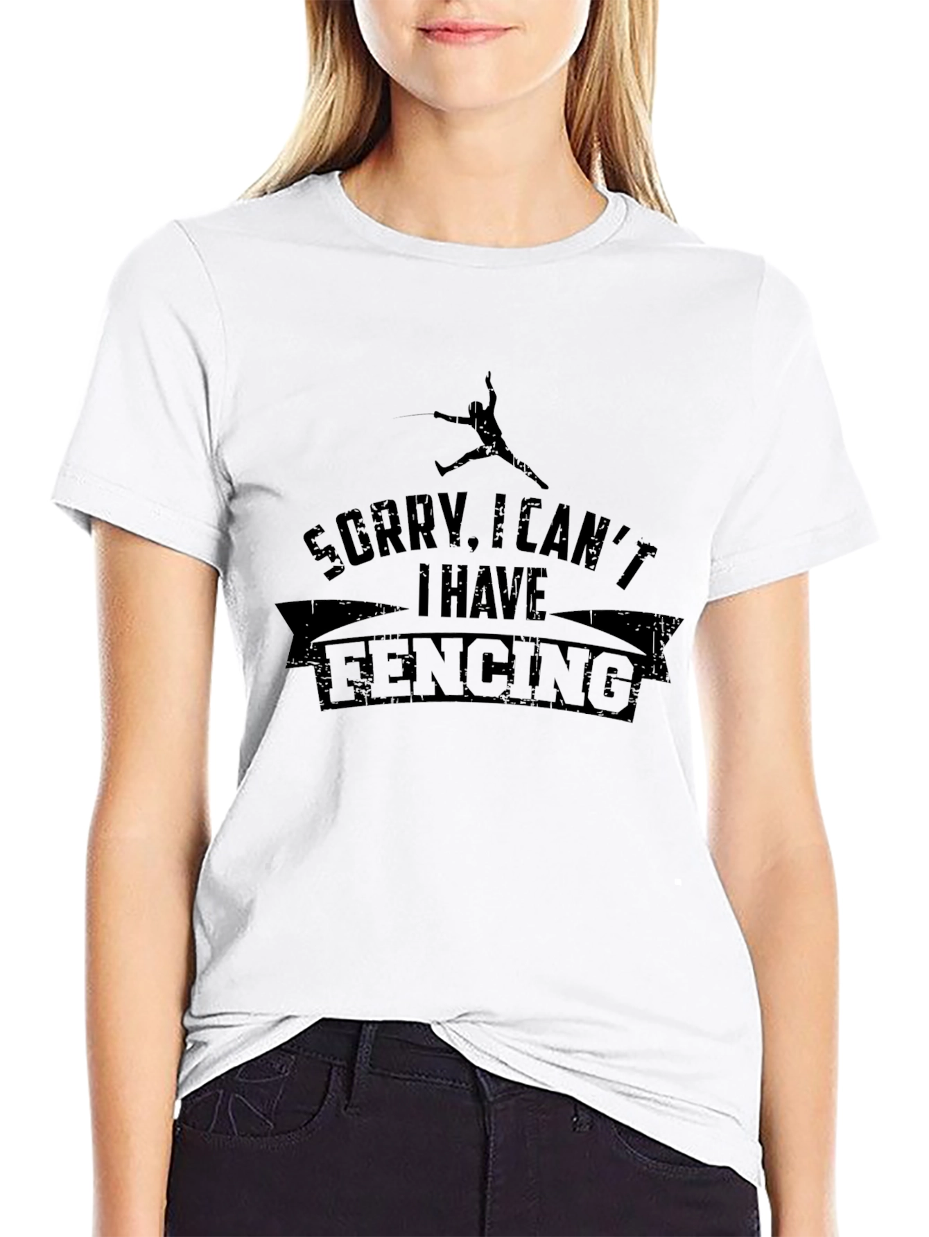Sorry I Cant I Have Fencing Black T-Shirt