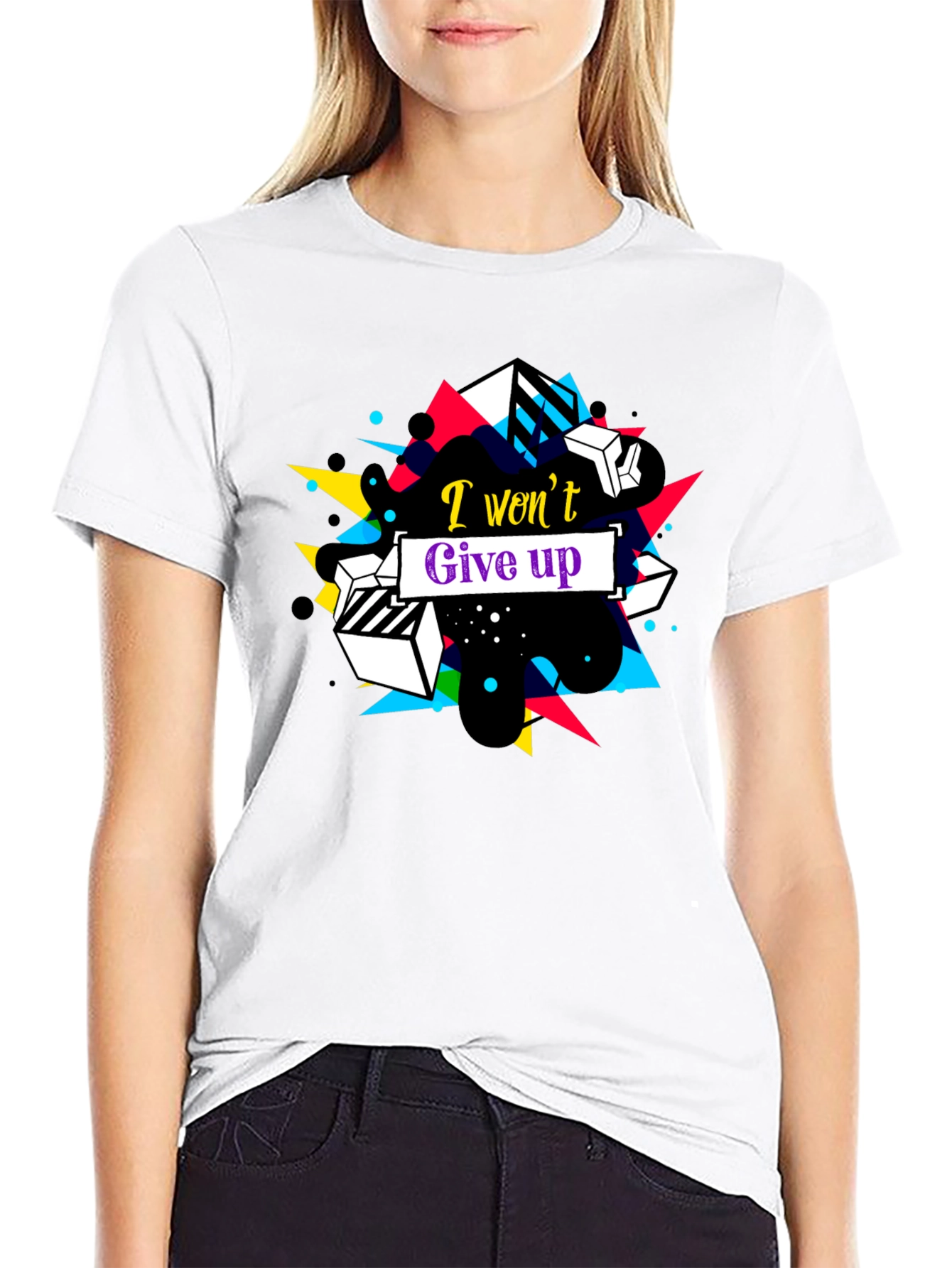 Geometric I Wont Give Up Graphic Tee