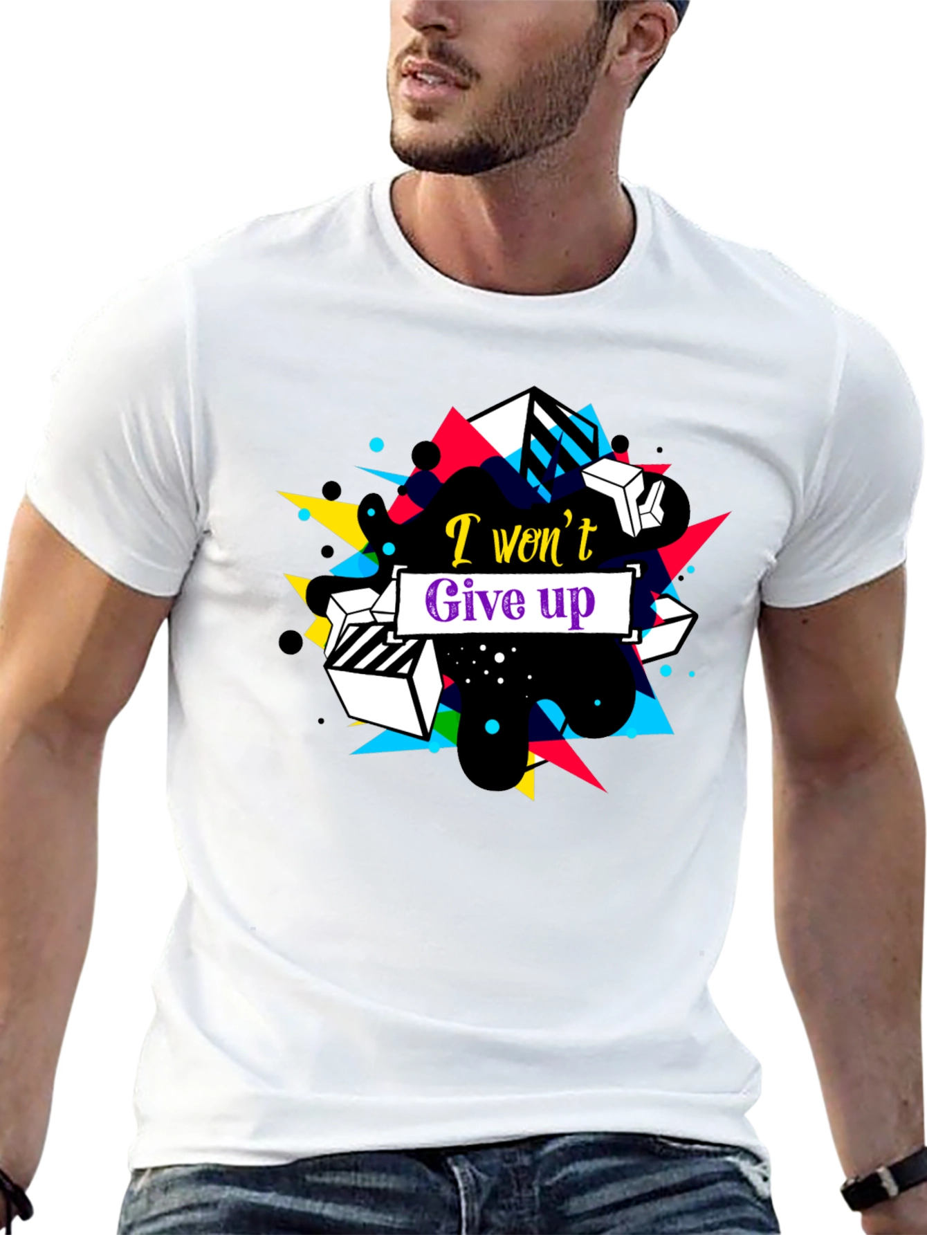 Geometric I Wont Give Up Graphic Tee