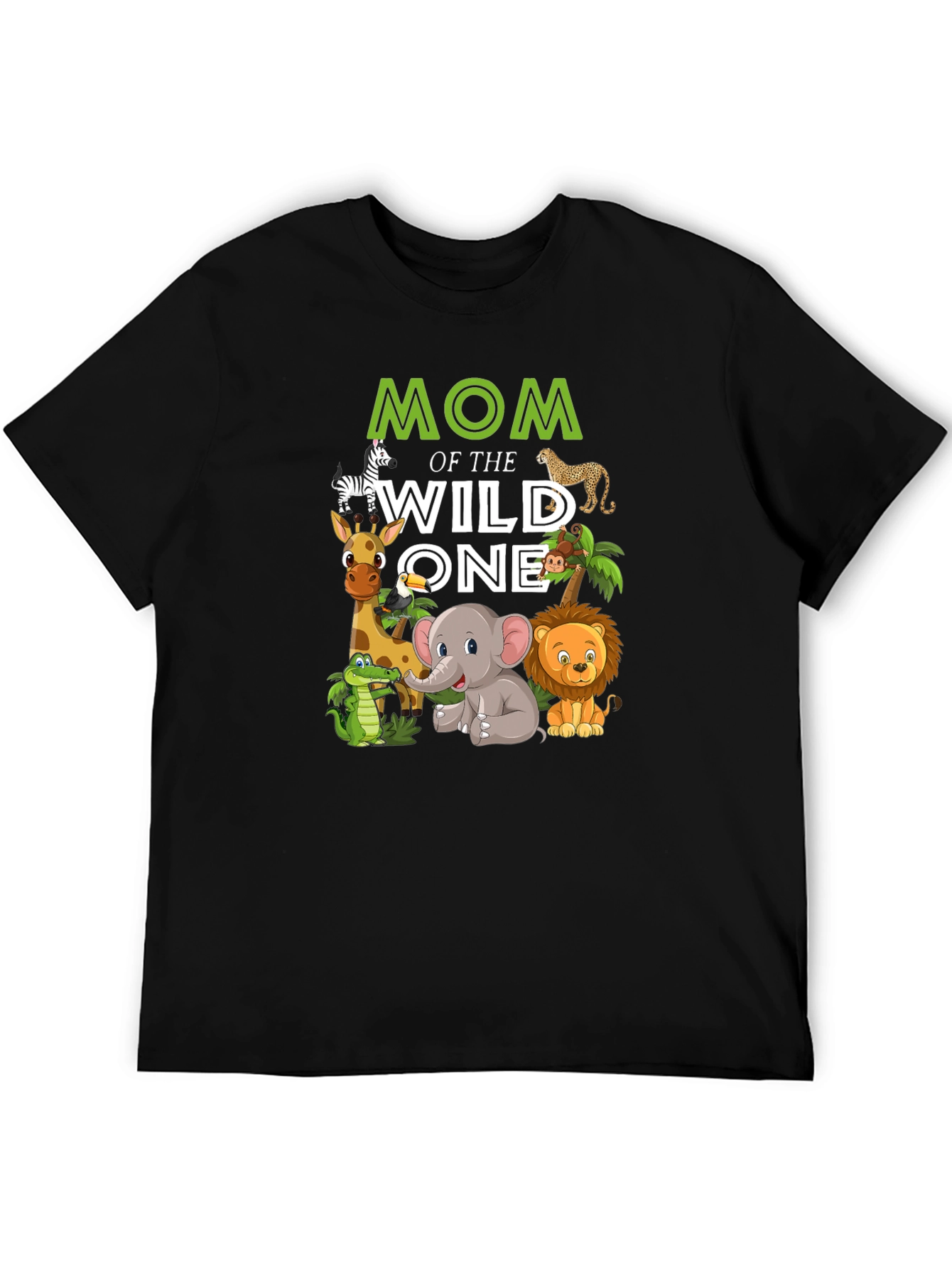 Mom of the Wild One Jungle Animals Graphic Tee