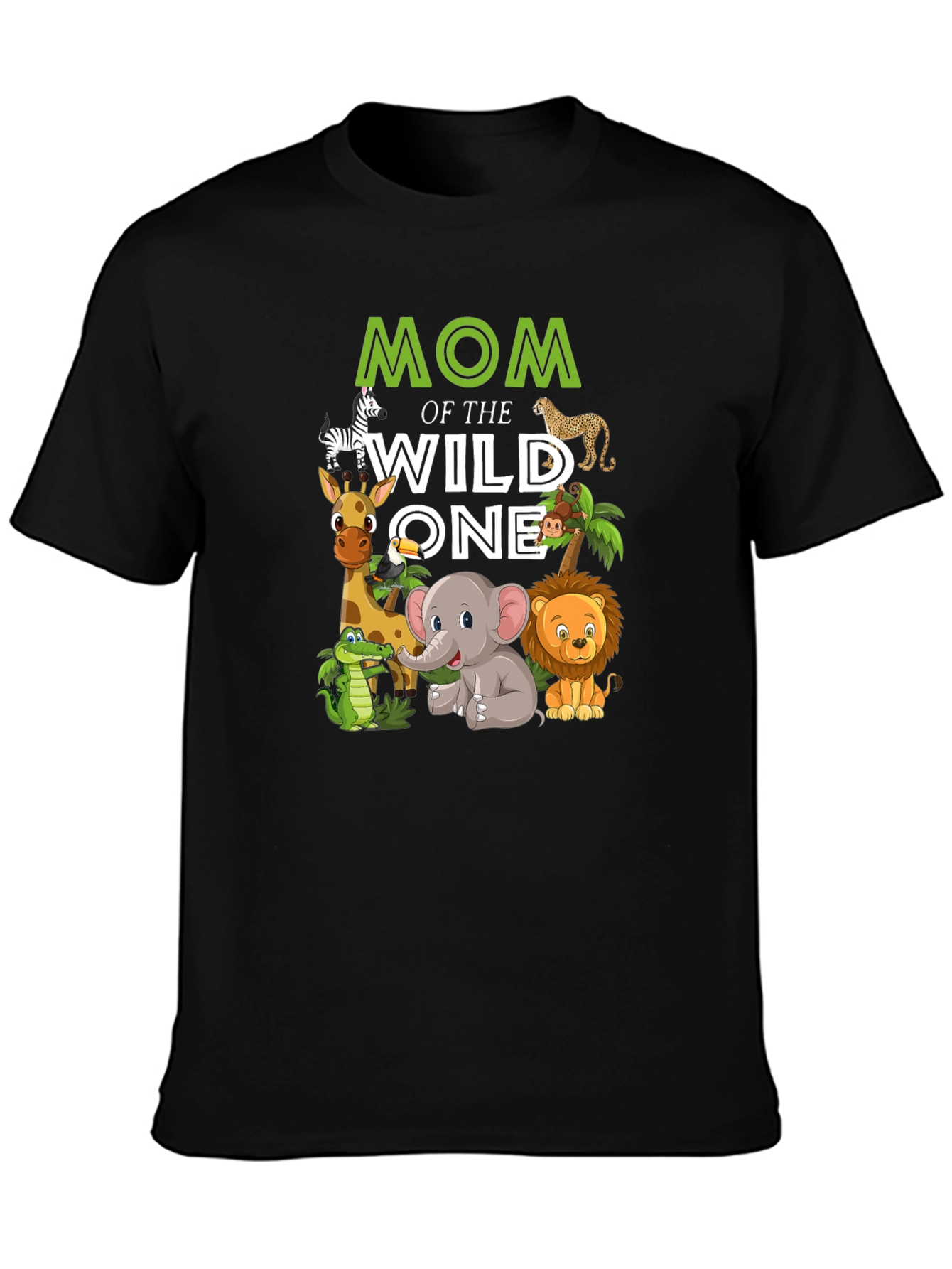 Mom of the Wild One Jungle Animals Graphic Tee