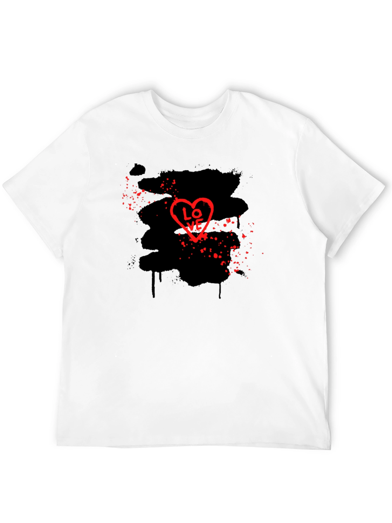 Love Heart Graphic Black T-Shirt