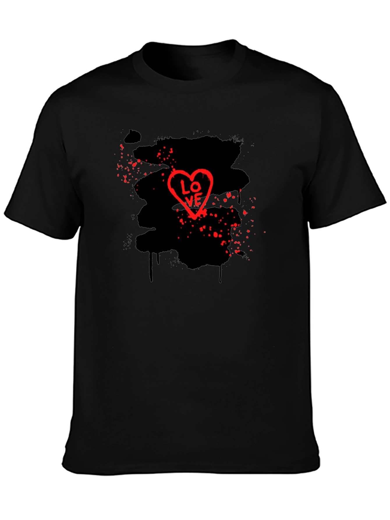 Love Heart Graphic Black T-Shirt