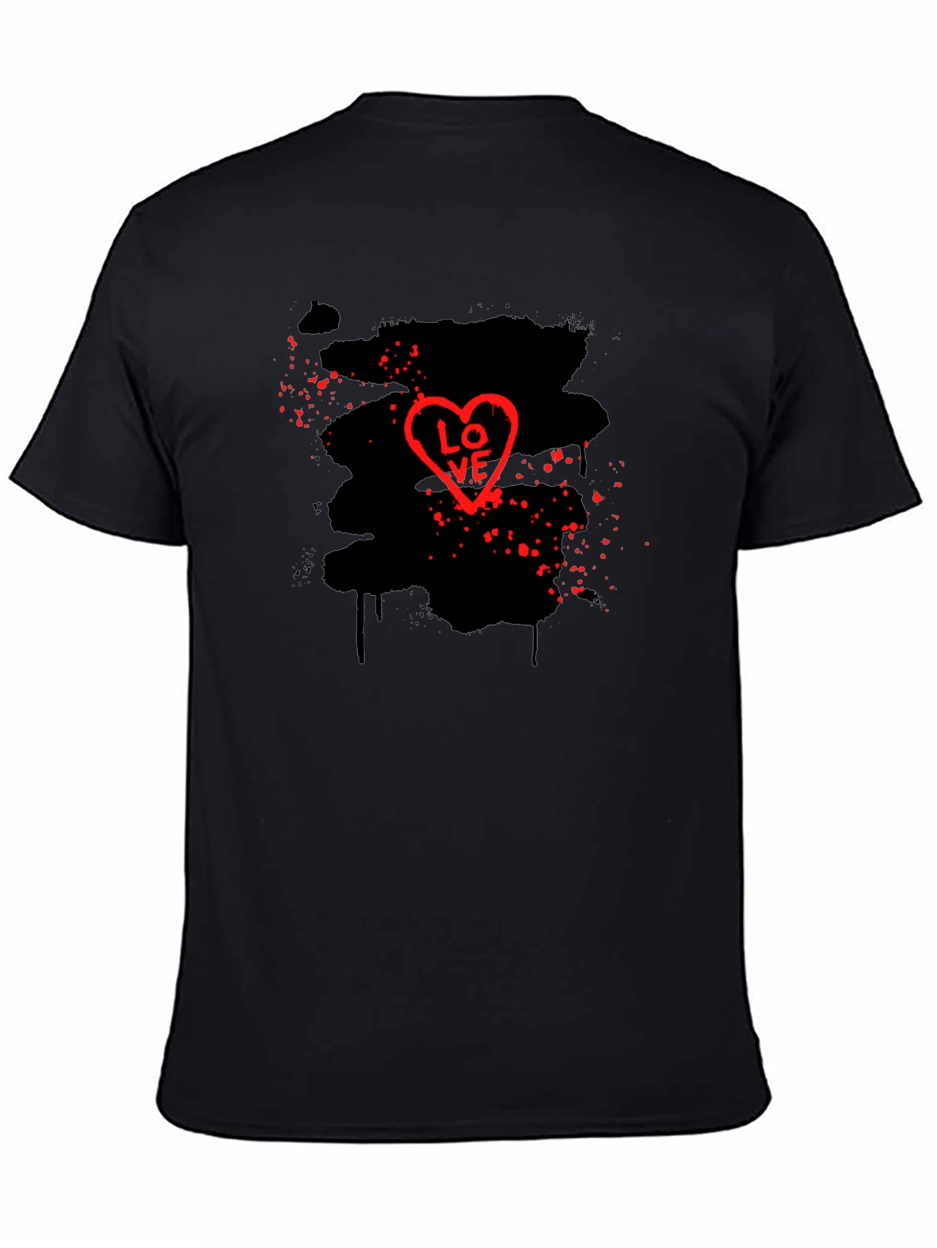 Love Heart Graphic Black T-Shirt