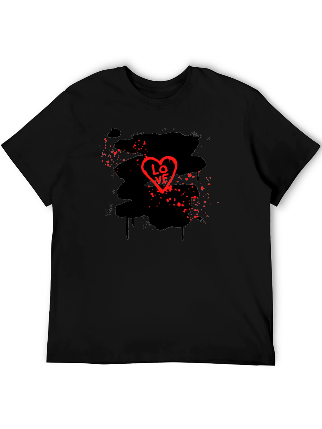 Love Heart Graphic Black T-Shirt