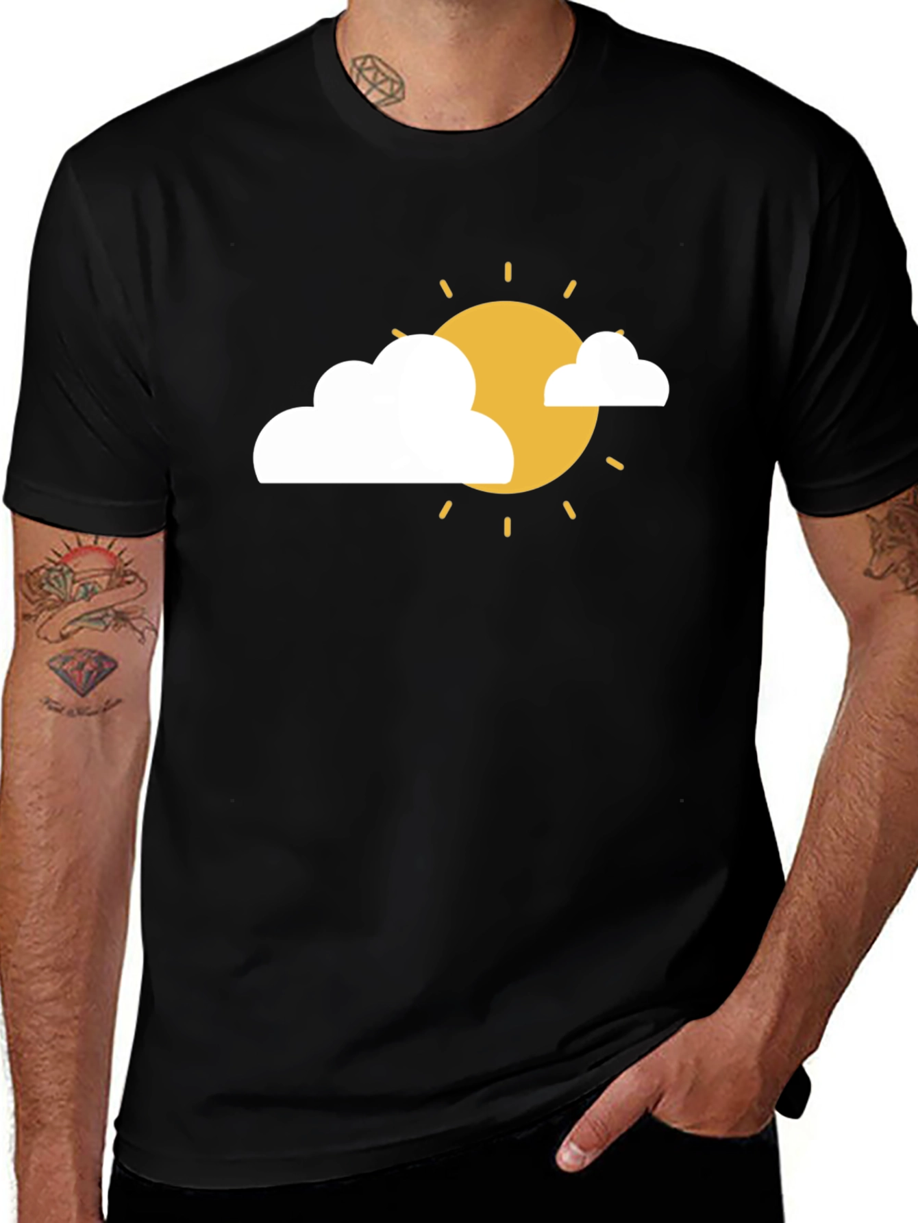 Sunny Day Graphic Tee - Black Cotton T-Shirt