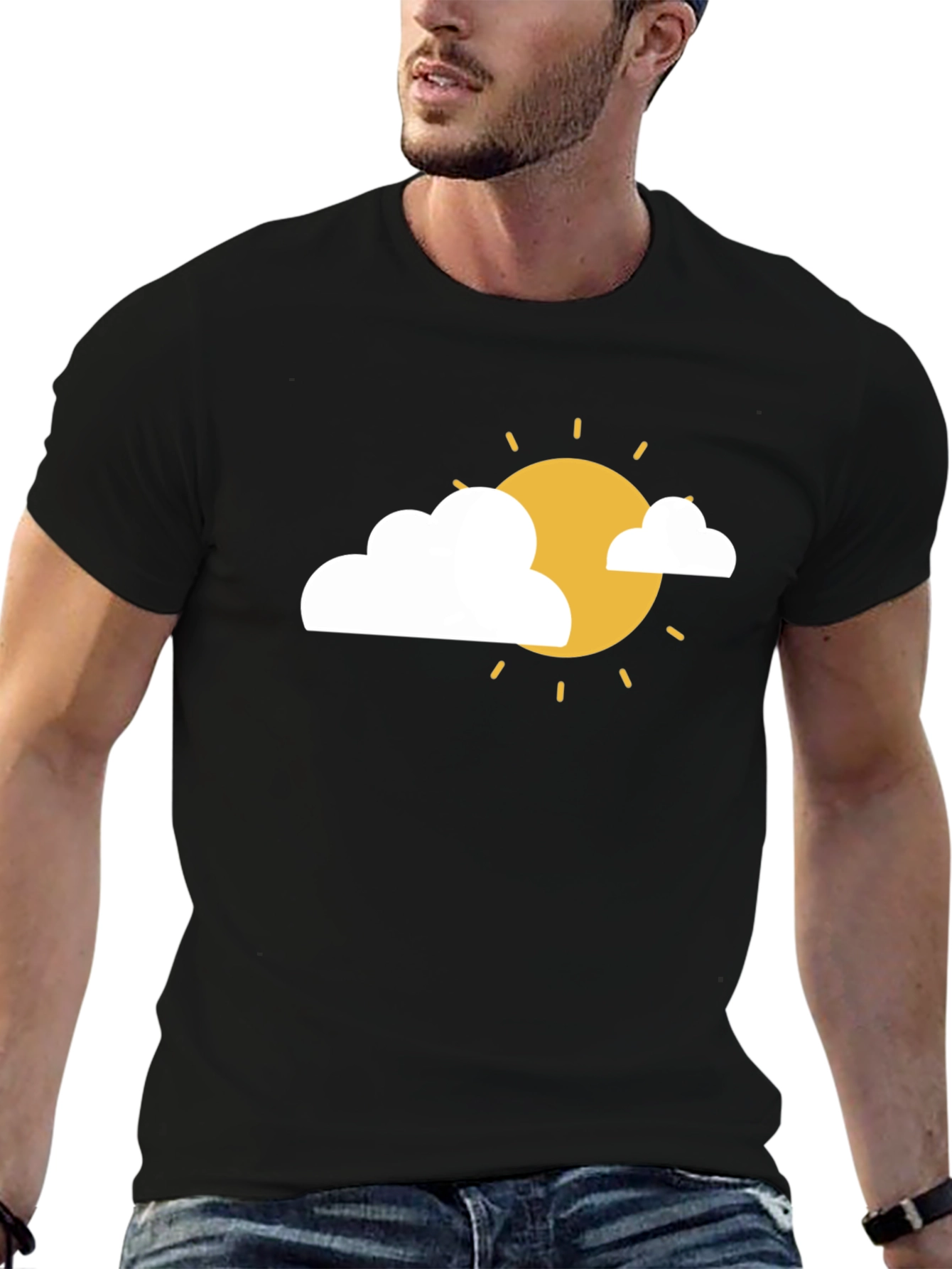 Sunny Day Graphic Tee - Black Cotton T-Shirt