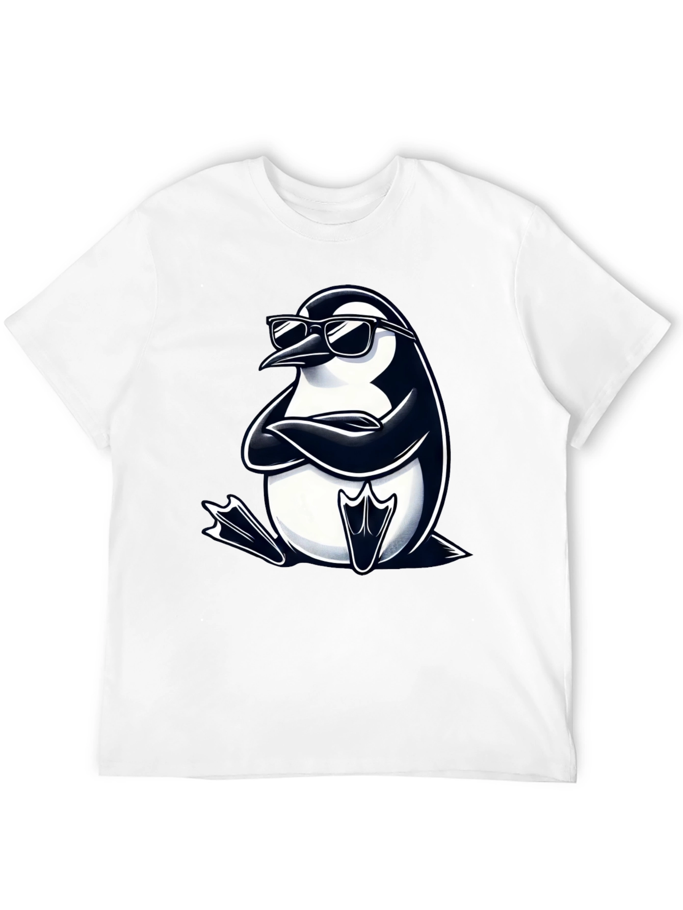 Cool Penguin Graphic Tee - Black Cotton T-Shirt