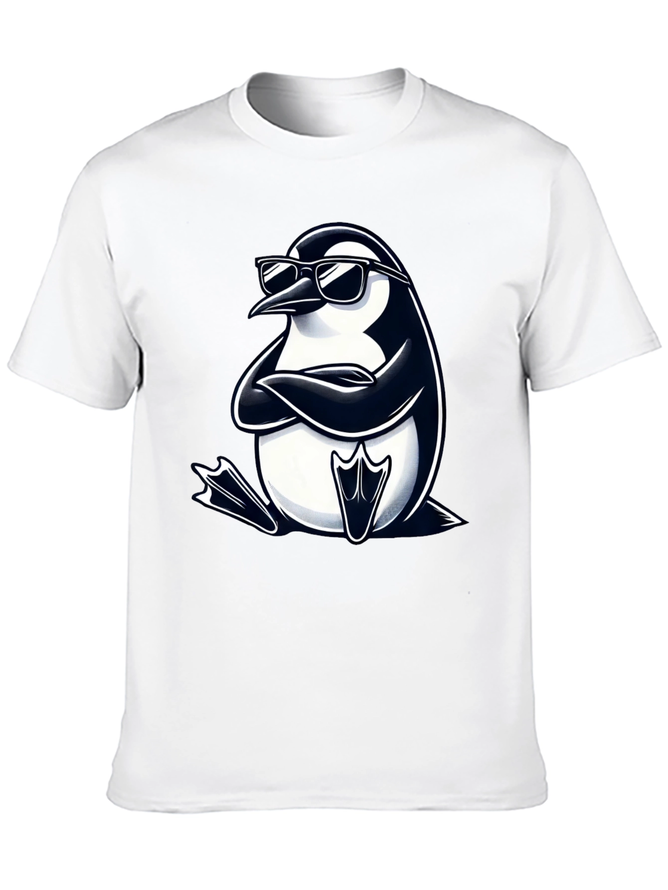 Cool Penguin Graphic Tee - Black Cotton T-Shirt