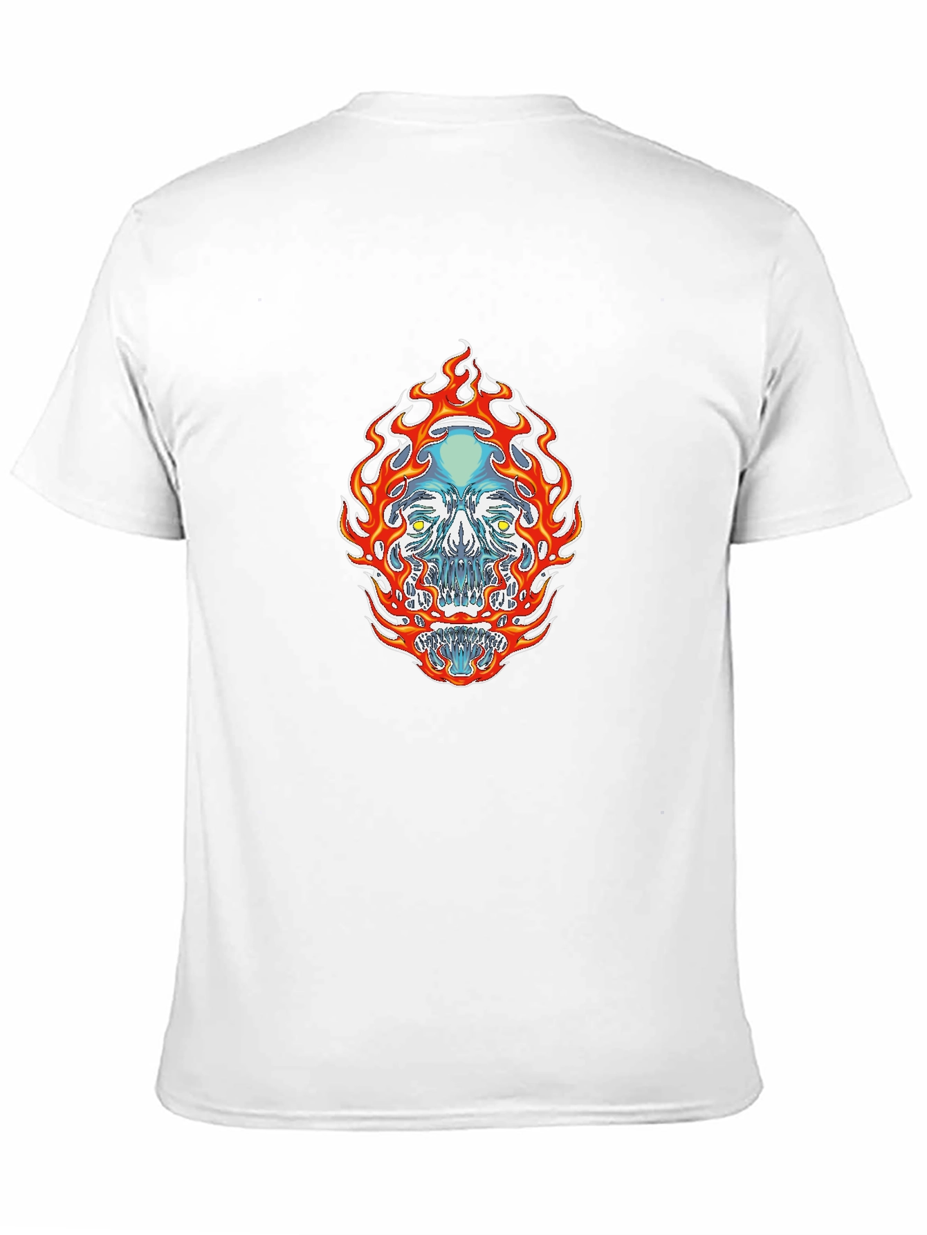 Flaming Skull Graphic Tee - Black Cotton
