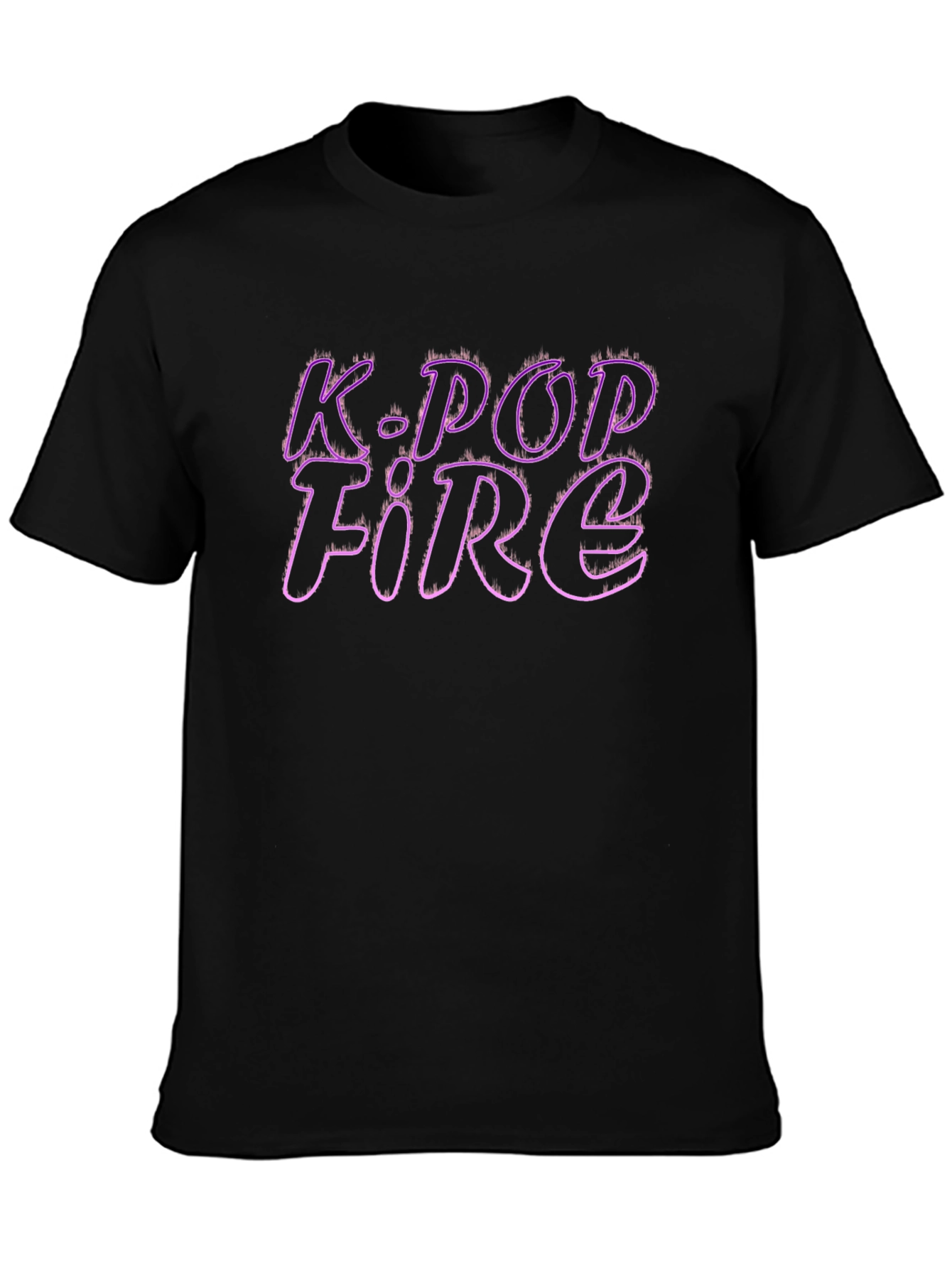 K-Pop Fire Graphic Tee - Stylish Black T-Shirt