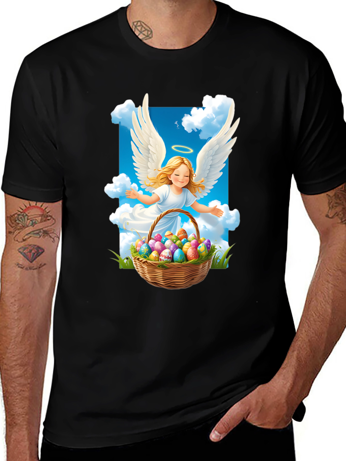 Angel Easter Egg Basket T-Shirt