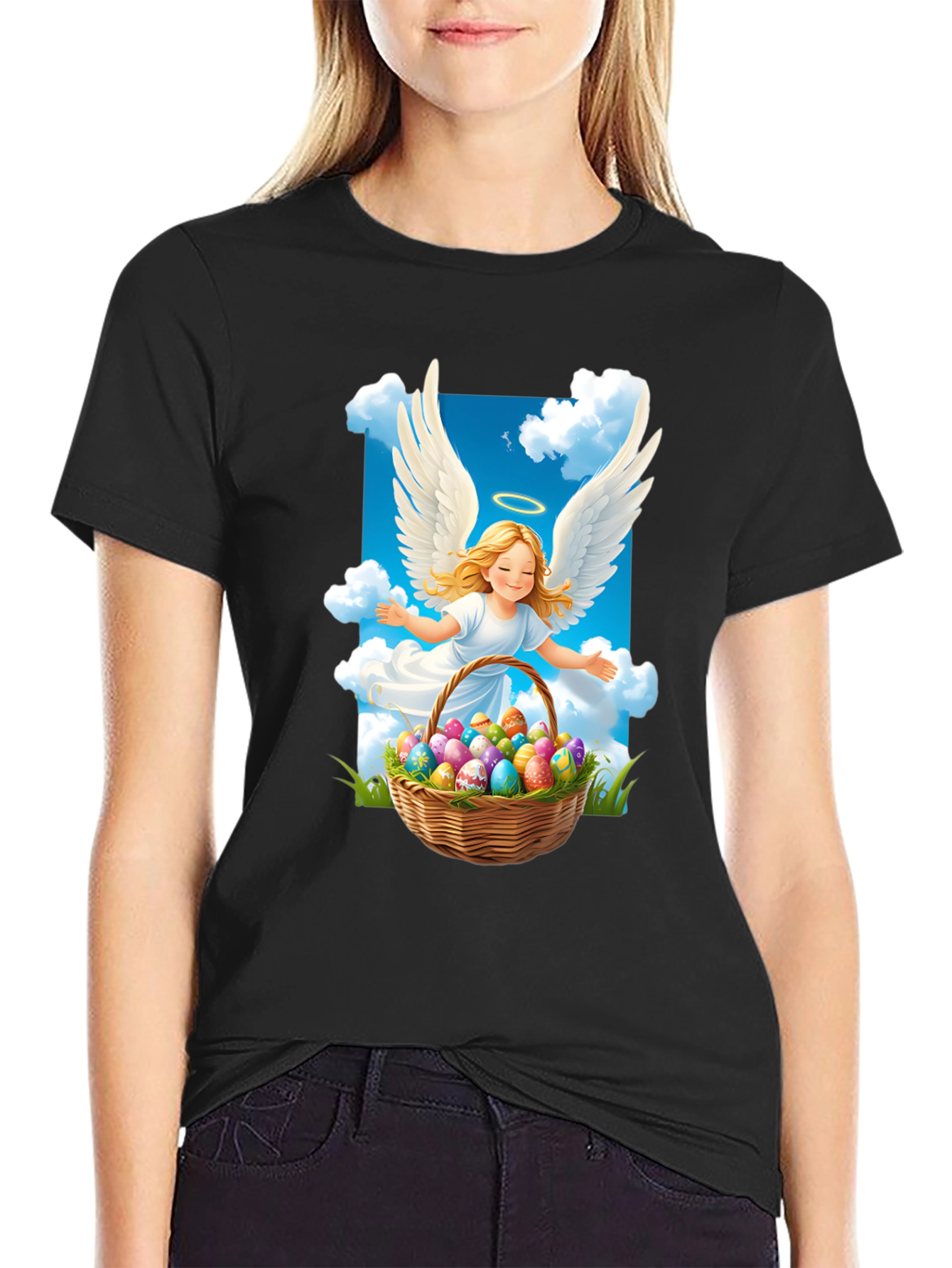 Angel Easter Egg Basket T-Shirt