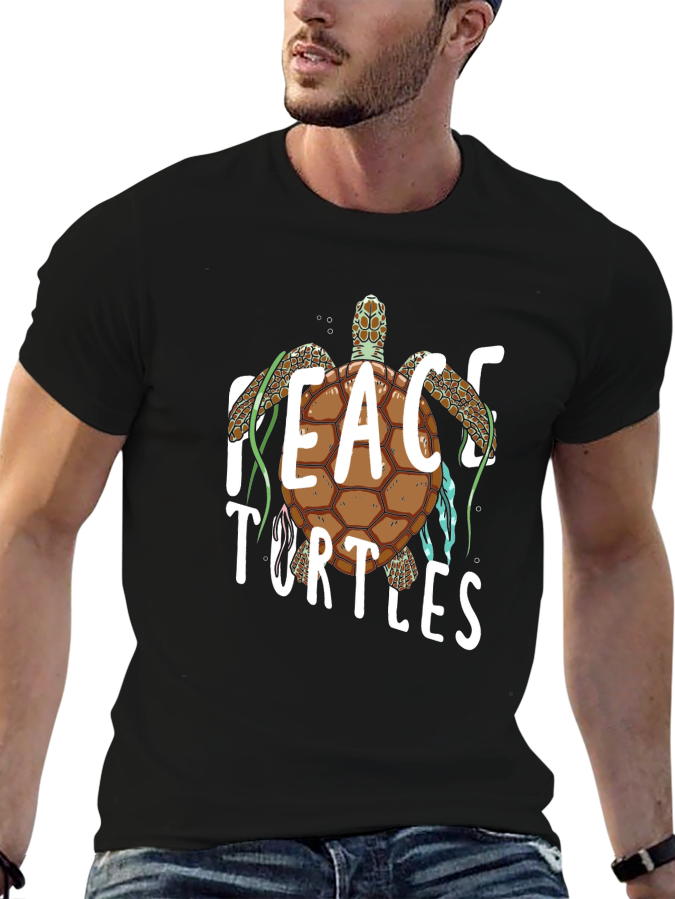 Peace Turtles Graphic Tee - Black