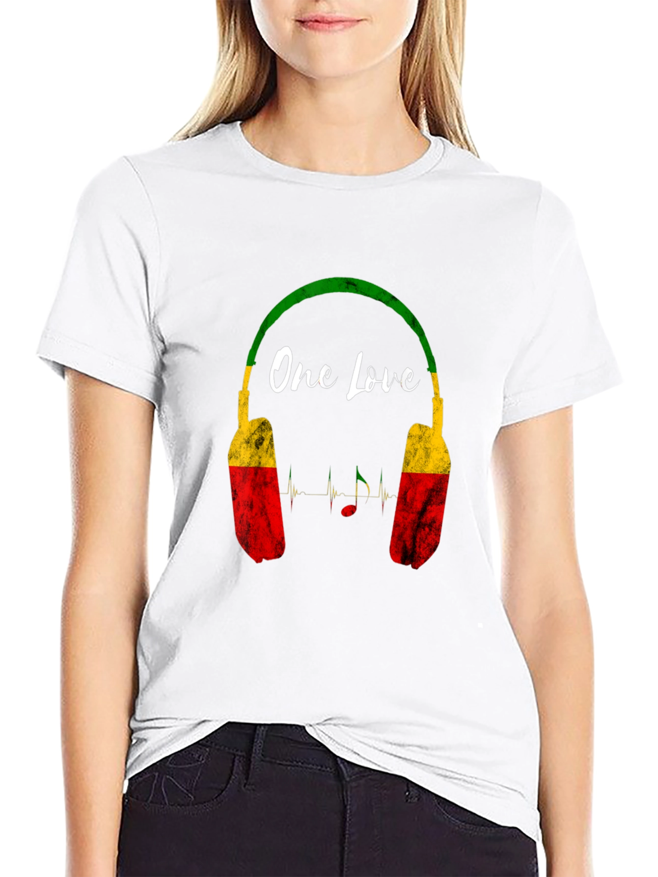One Love Rasta Headphones Graphic T-Shirt