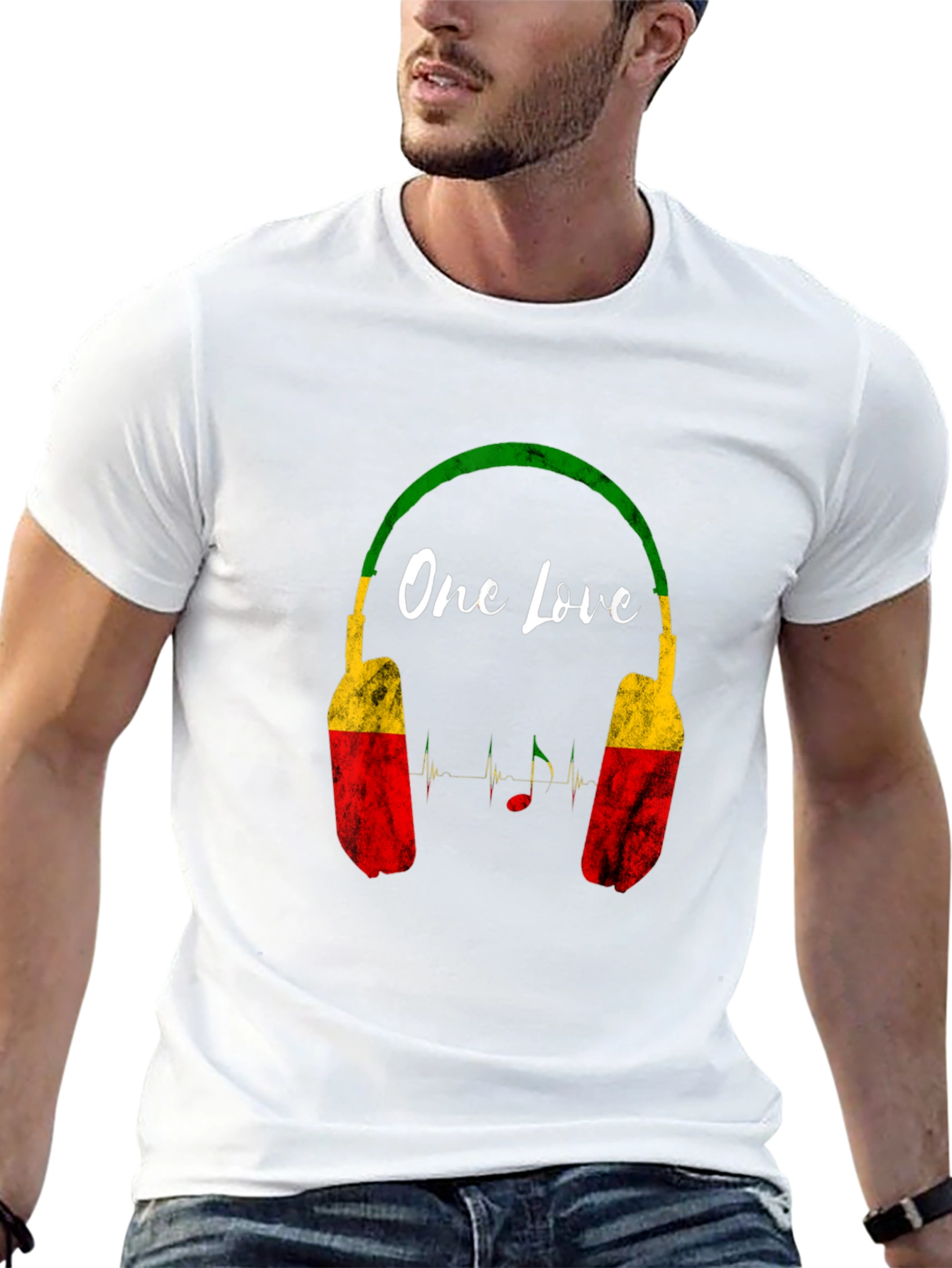 One Love Rasta Headphones Graphic T-Shirt