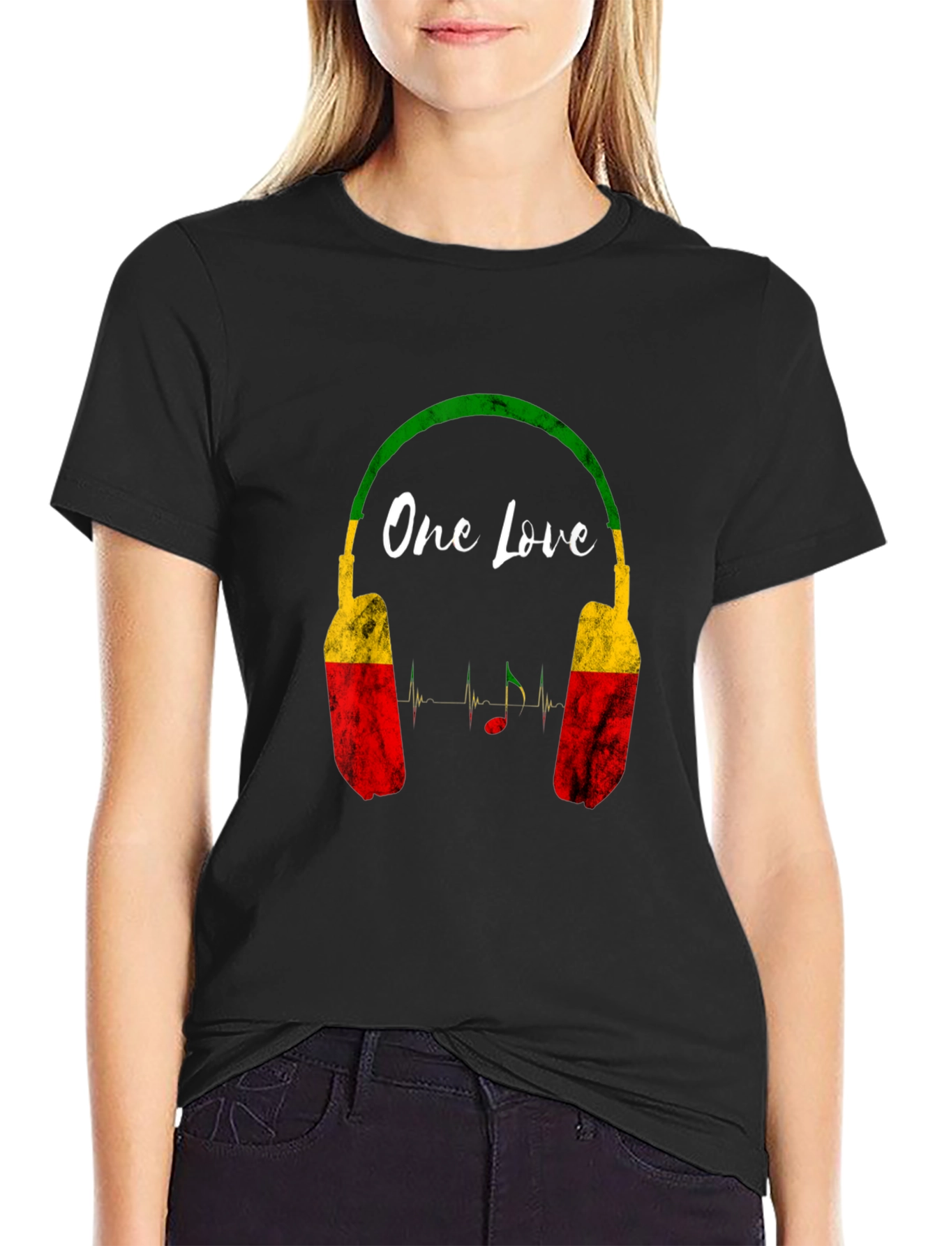 One Love Rasta Headphones Graphic T-Shirt