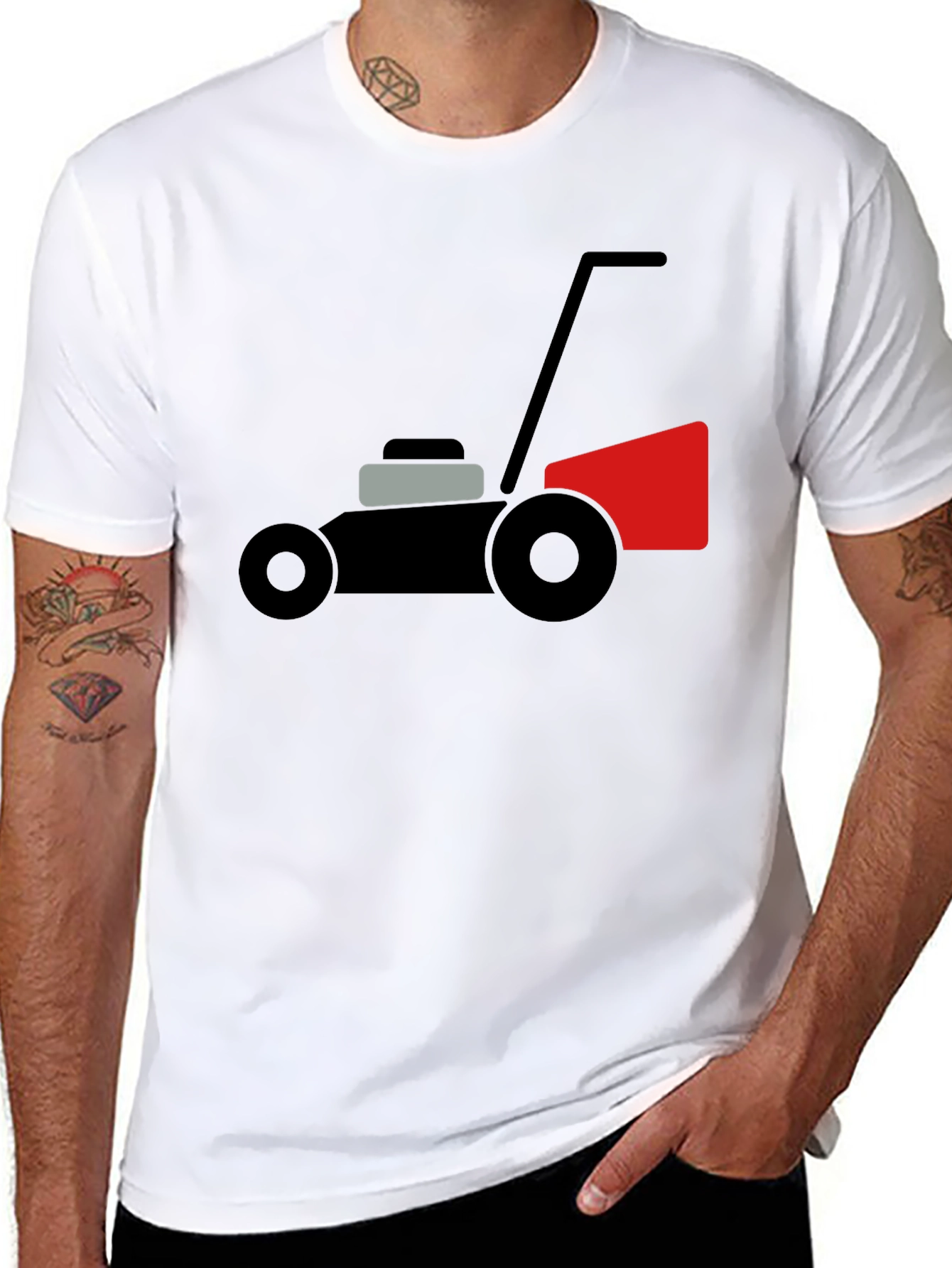 Lawn Mower Graphic Tee - Black Cotton Comfort