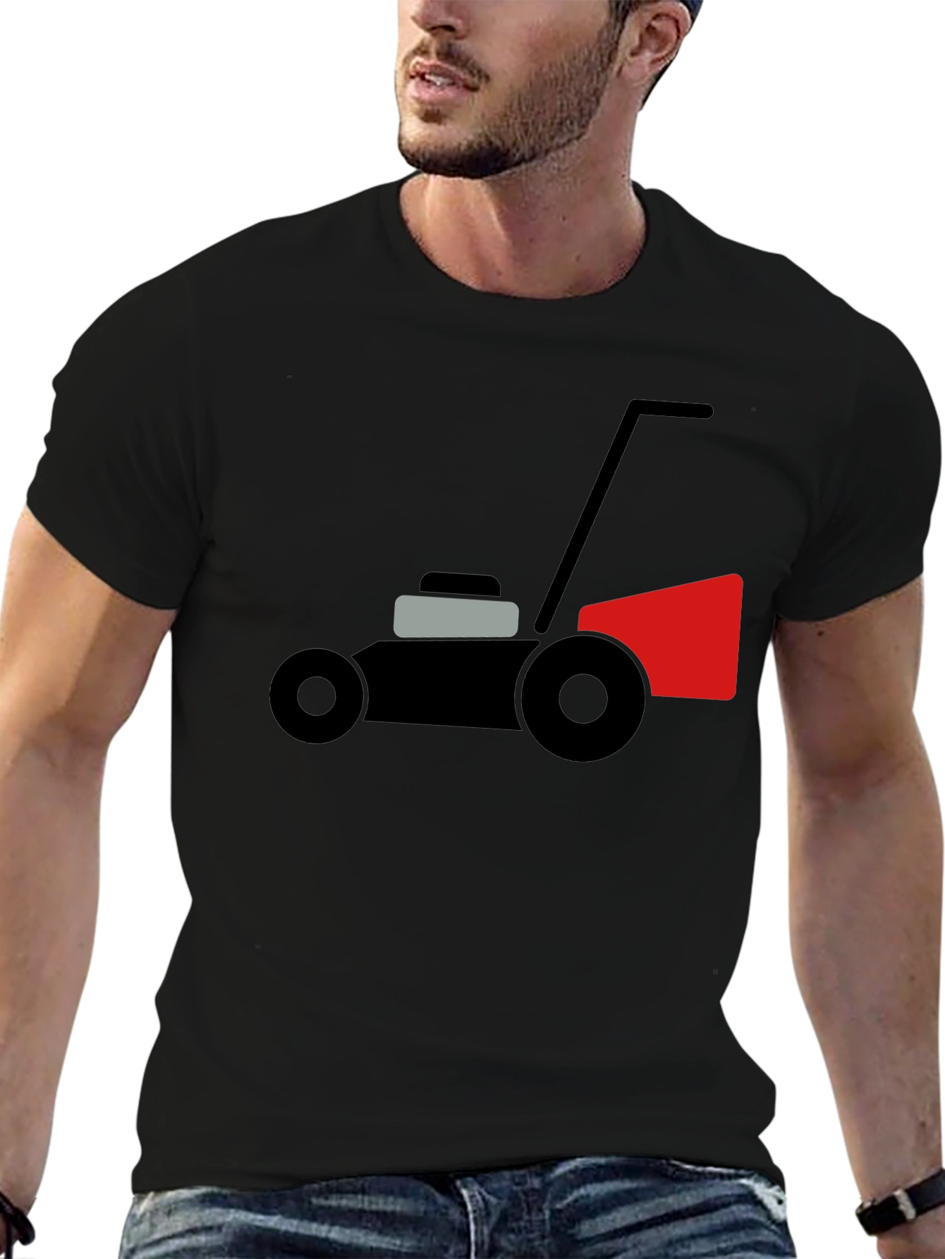 Lawn Mower Graphic Tee - Black Cotton Comfort