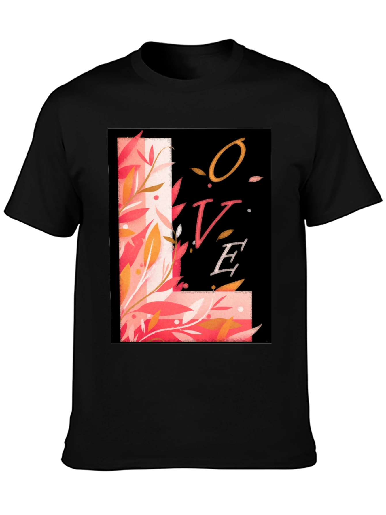 Floral LOVE Graphic Tee - Stylish Black T-Shirt