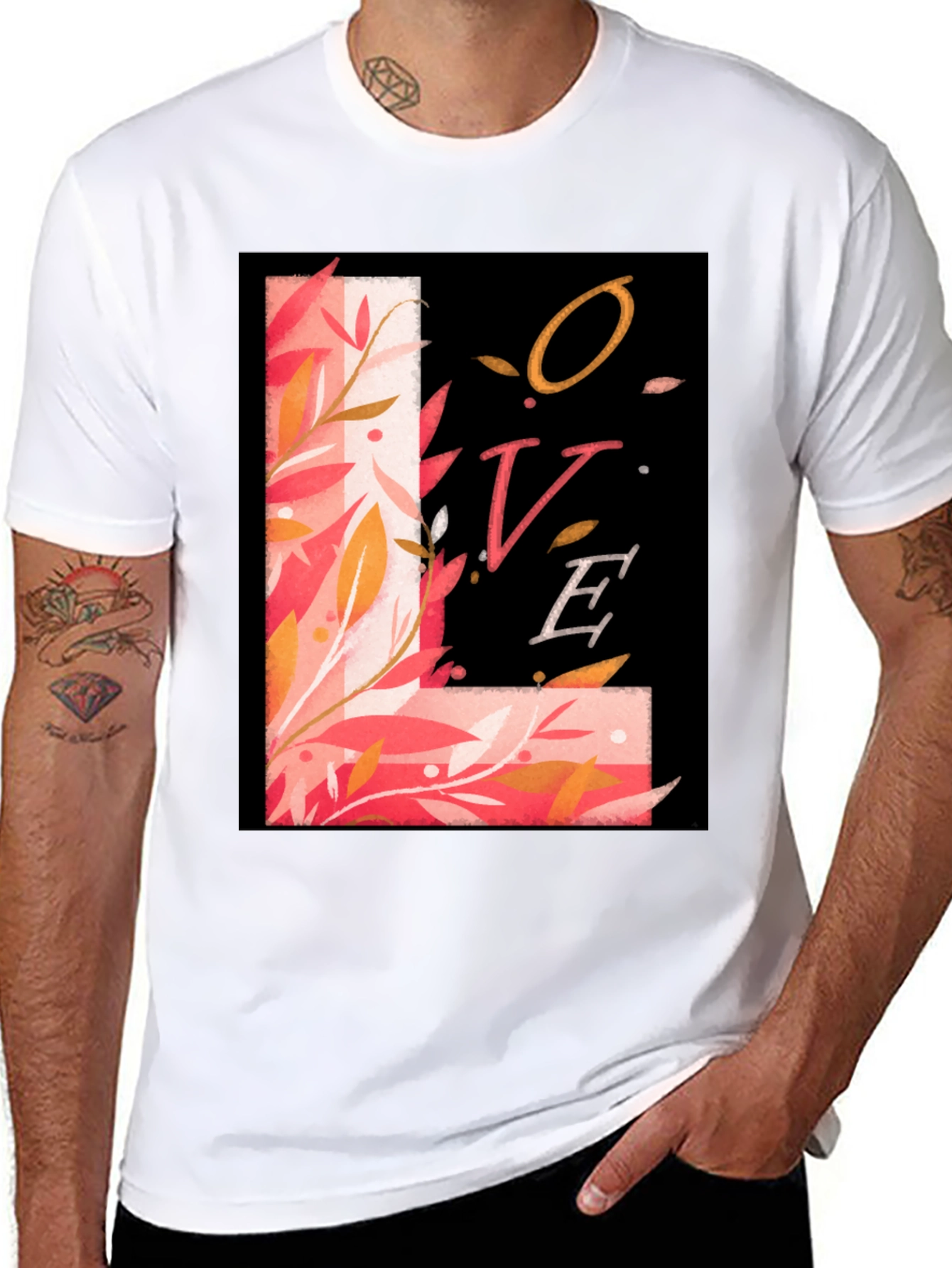 Floral LOVE Graphic Tee - Stylish Black T-Shirt