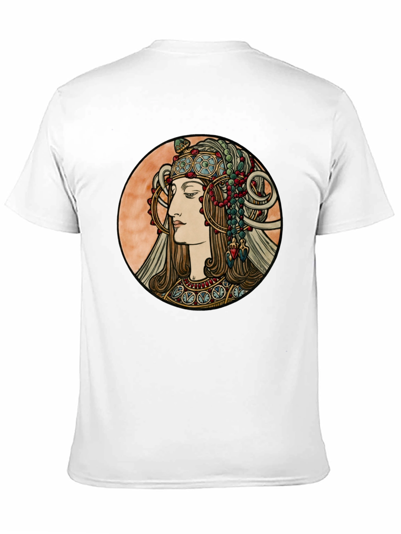 Art Nouveau Woman Graphic Tee - Black Cotton T-Shirt