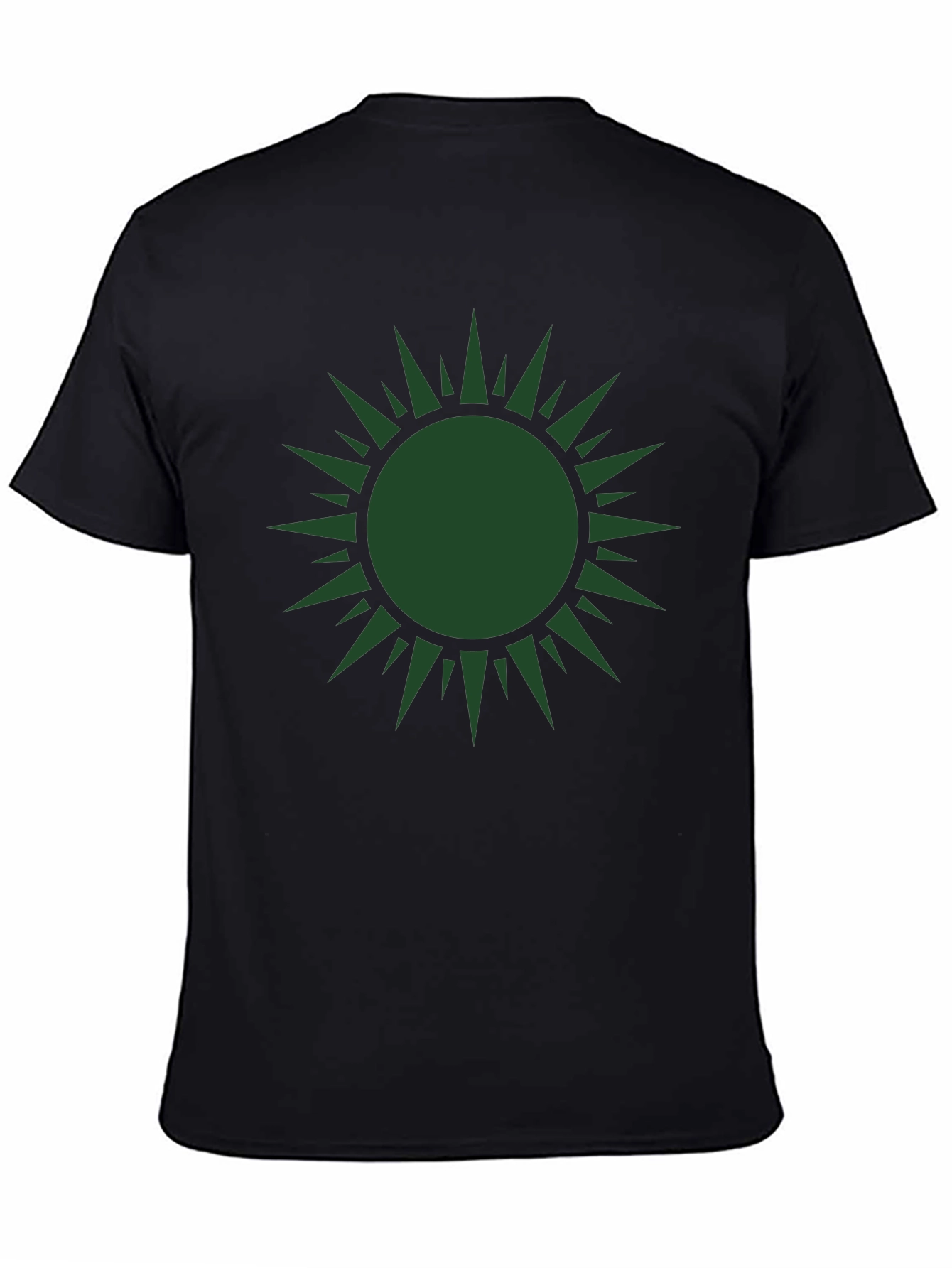 Green Sunburst Graphic Black T-Shirt