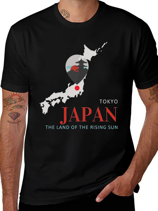 Japan Map T-Shirt - Tokyo Rising Sun Graphic Tee