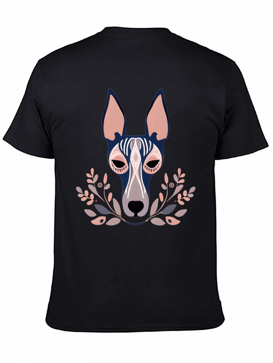 Dog Head Graphic Print Black Crewneck T-Shirt