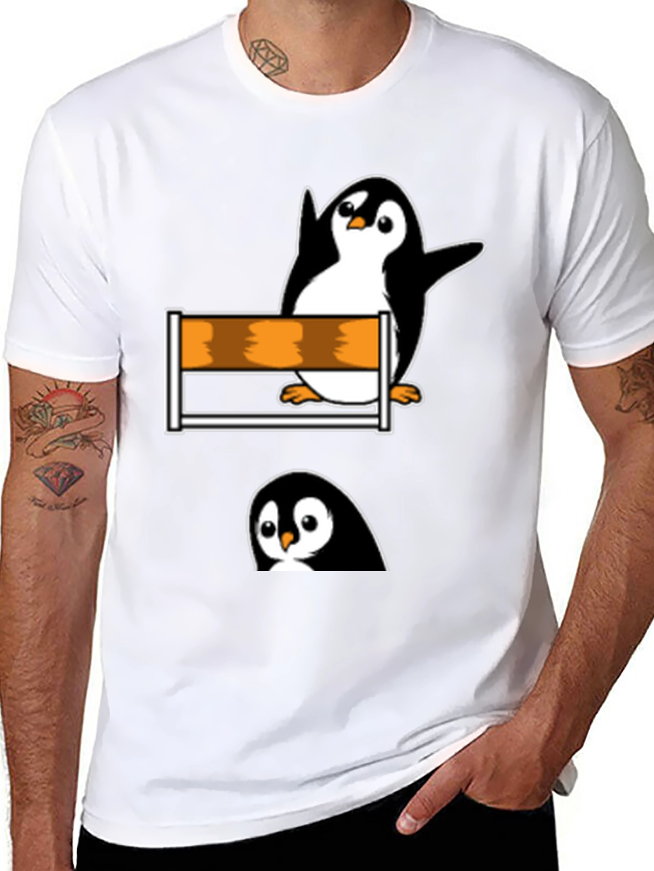 Penguin Hurdler Graphic Tee - Black