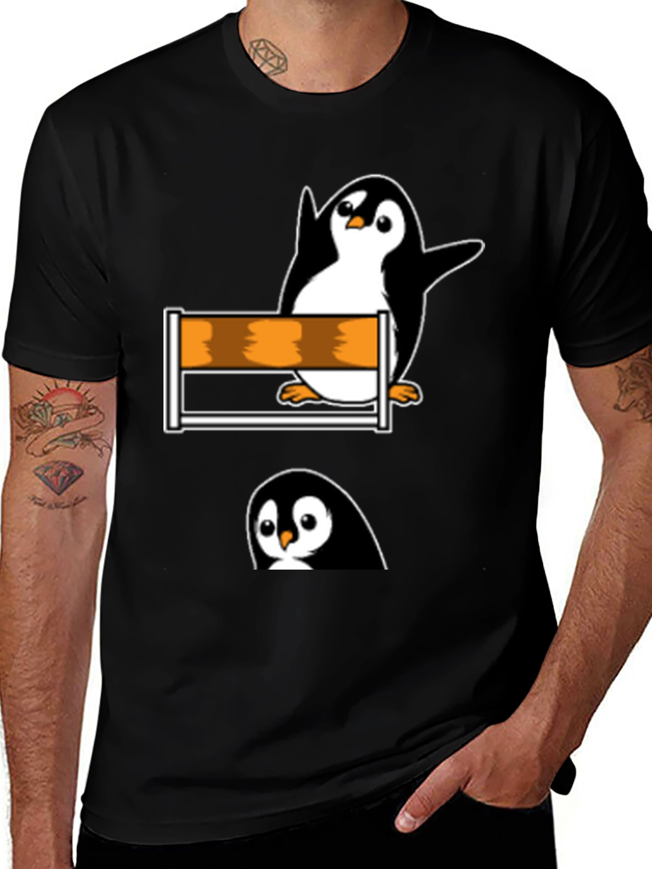 Penguin Hurdler Graphic Tee - Black