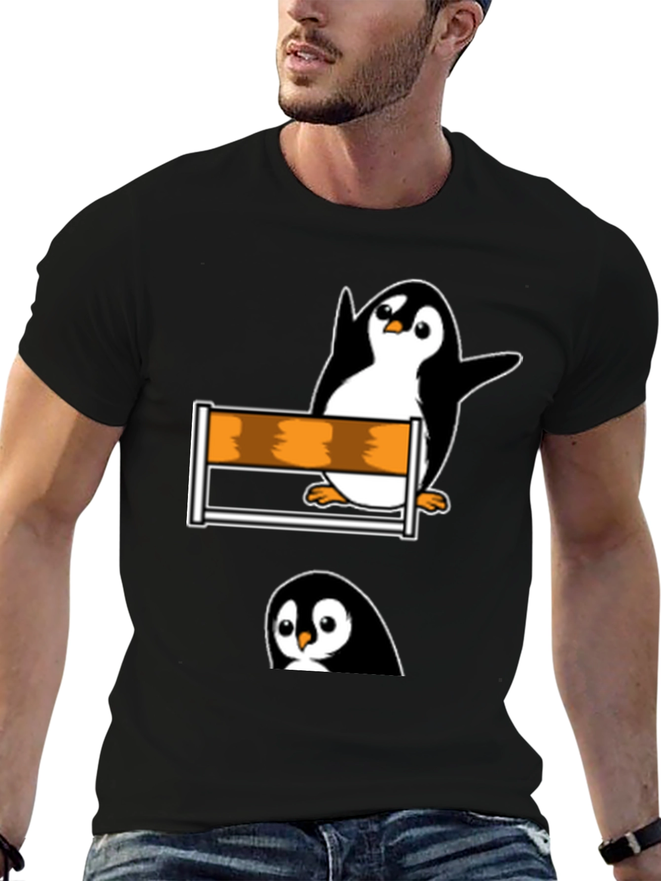 Penguin Hurdler Graphic Tee - Black