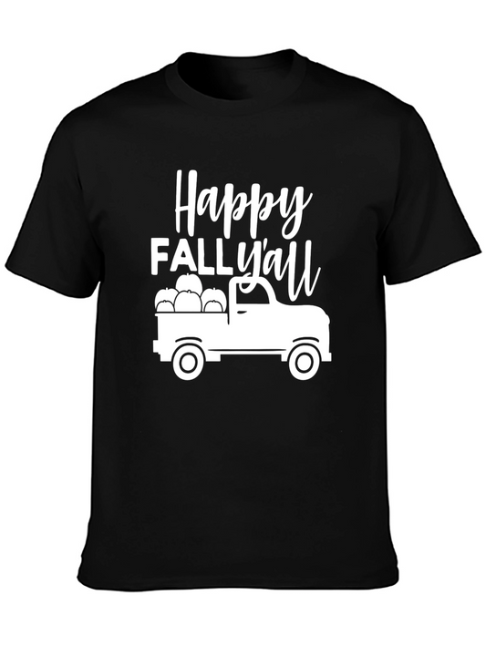 Happy Fall Yall Truck Graphic Tee - Autumn Comfort