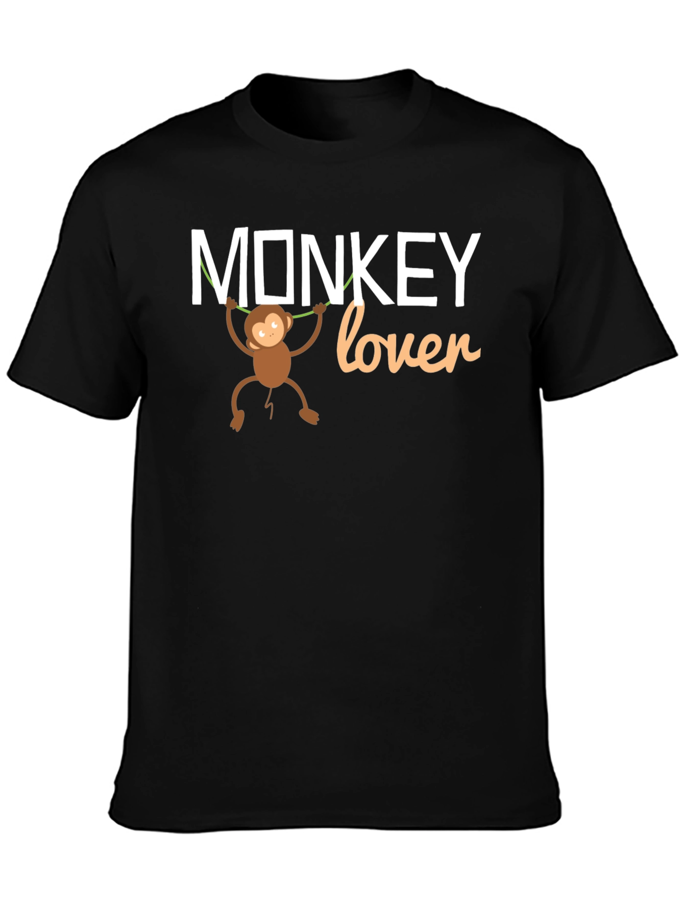 Monkey Lover Graphic Tee - Black Cotton T-Shirt