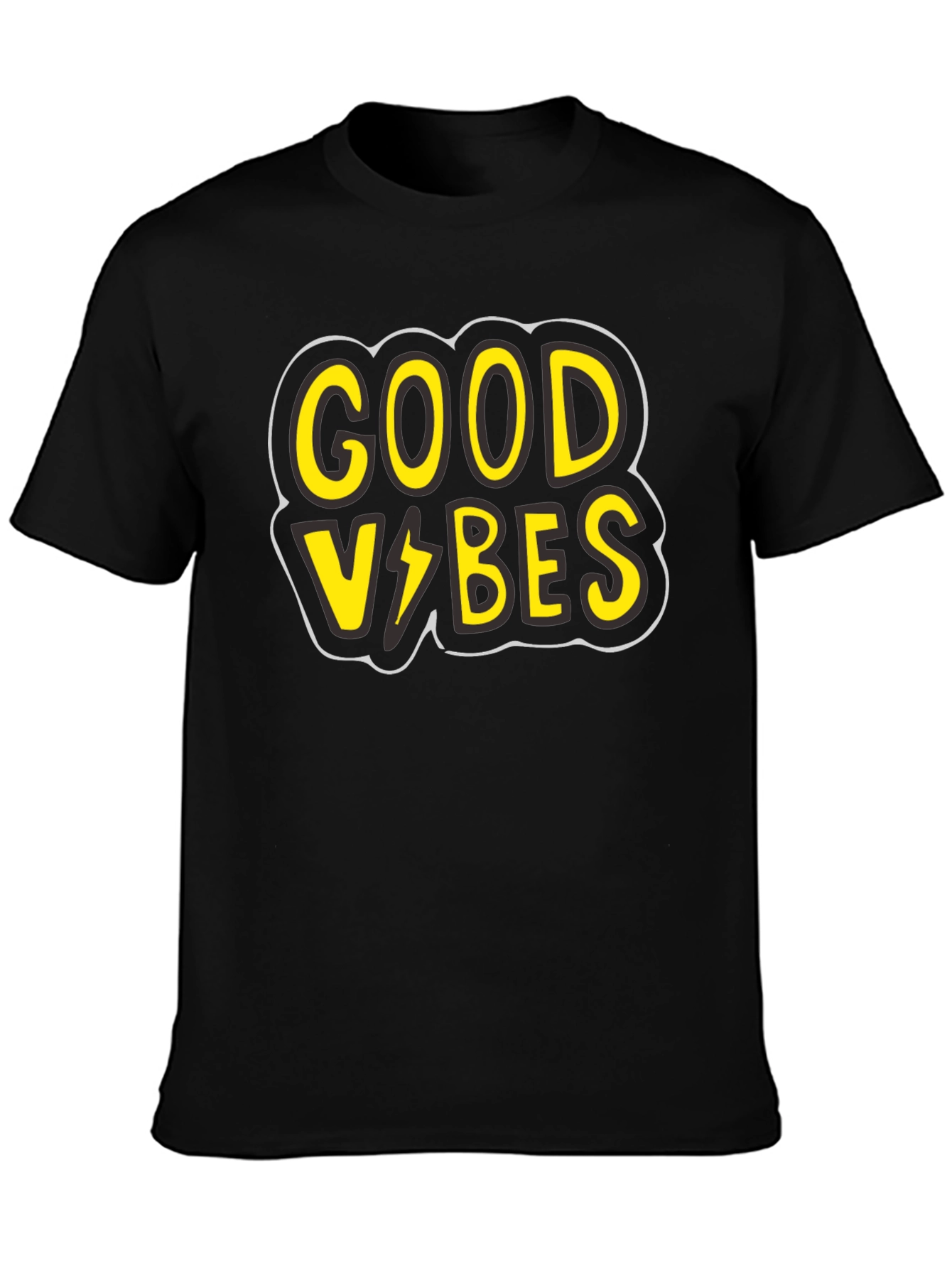 Good Vibes Graphic Tee - Black Cotton T-Shirt