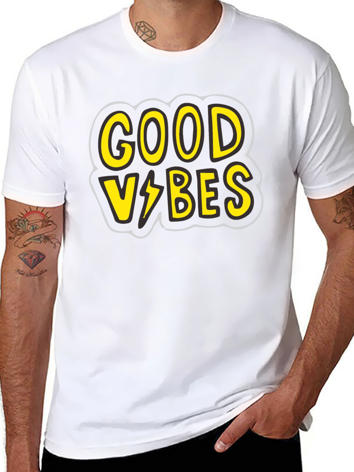 Good Vibes Graphic Tee - Black Cotton T-Shirt