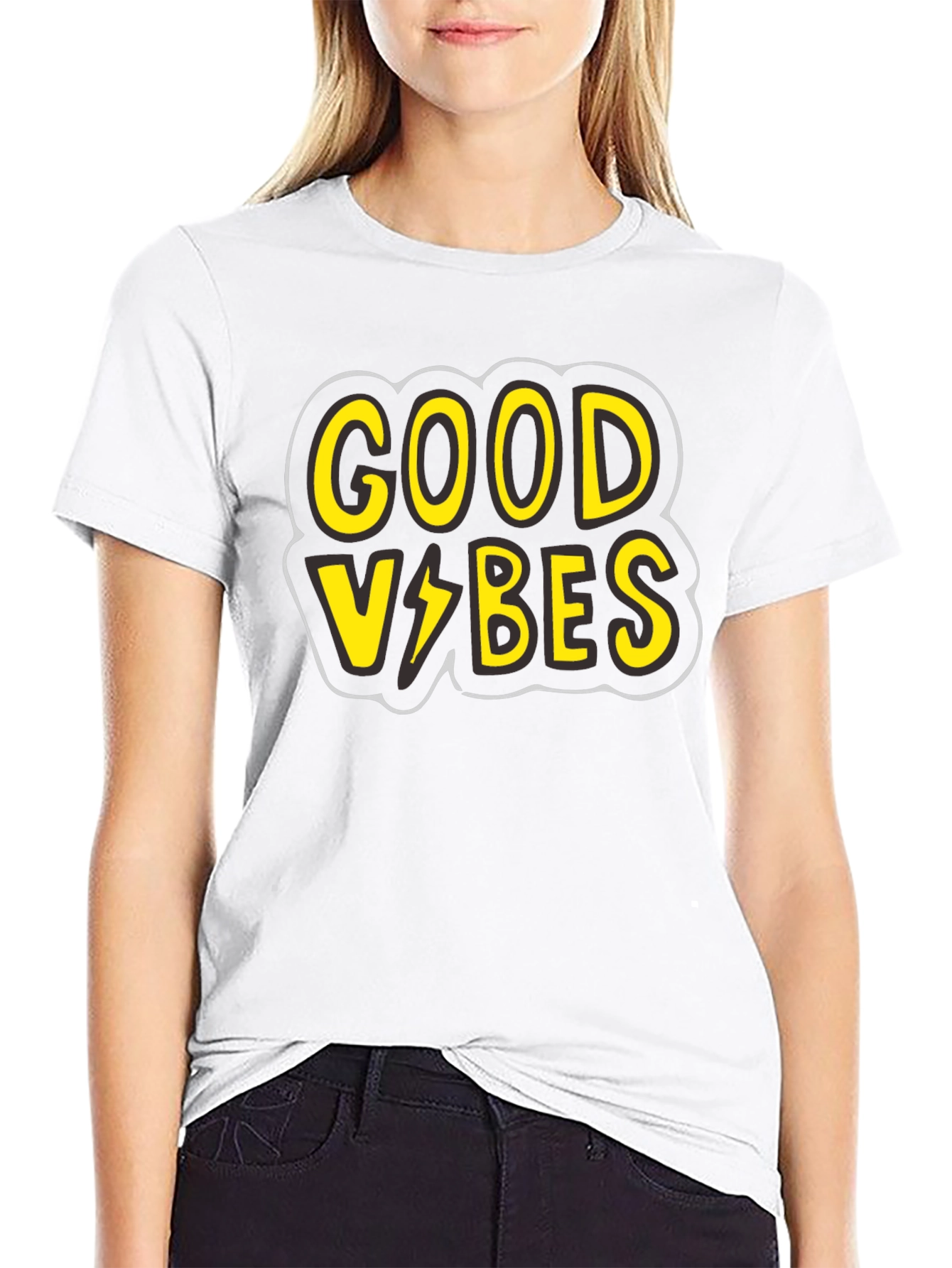 Good Vibes Graphic Tee - Black Cotton T-Shirt