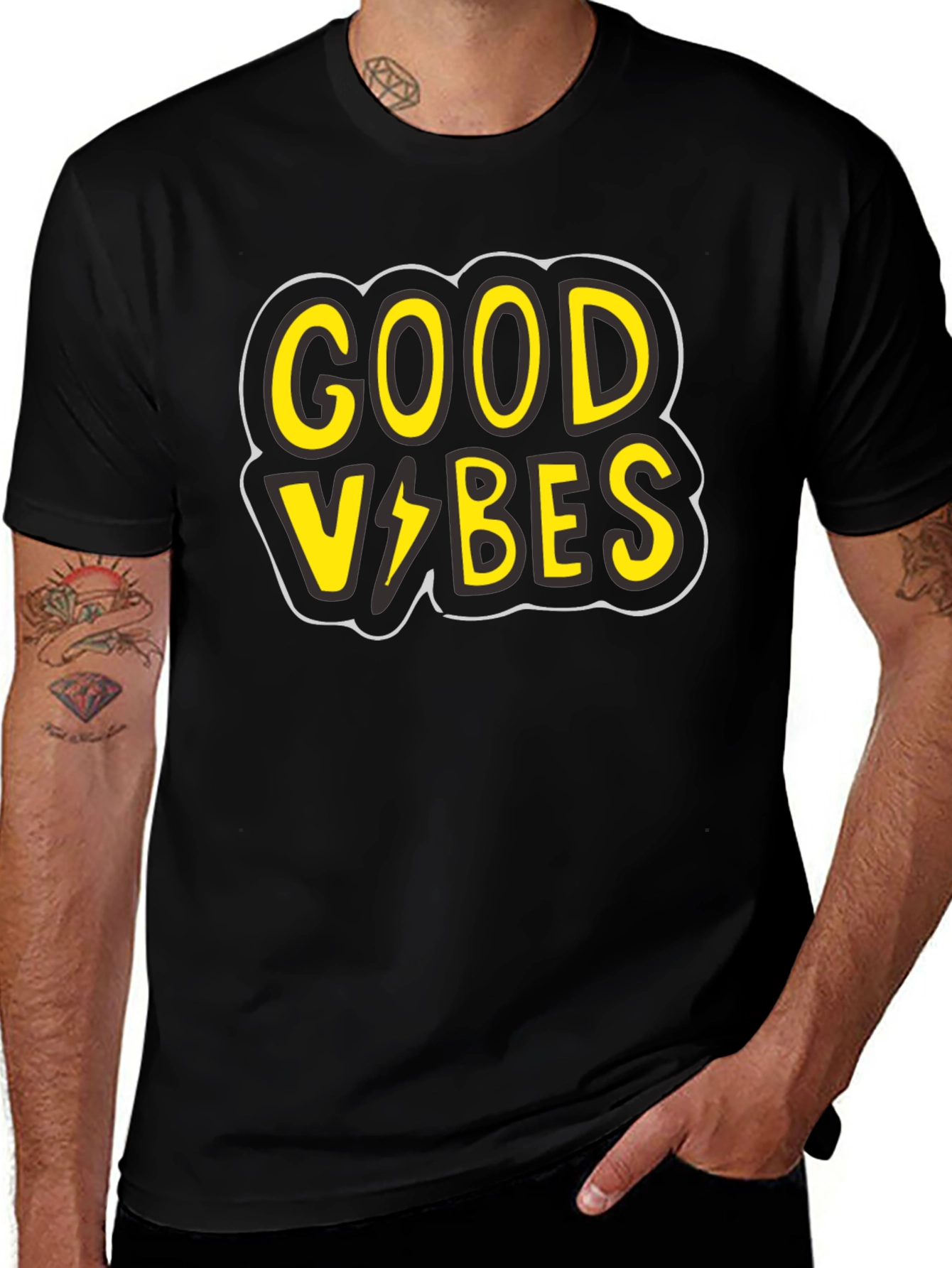 Good Vibes Graphic Tee - Black Cotton T-Shirt