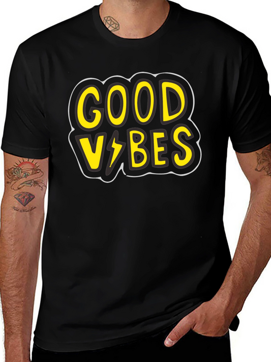 Good Vibes Graphic Tee - Black Cotton T-Shirt