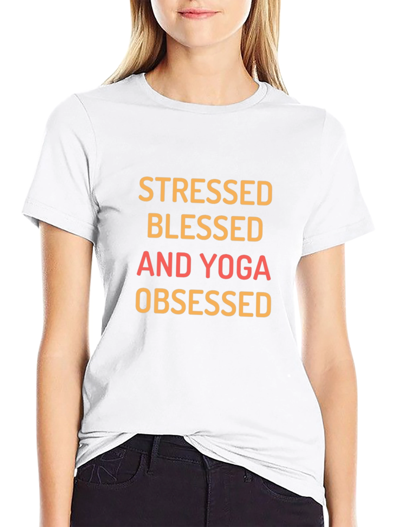 Stressed Blessed Yoga Obsessed Graphic Tee