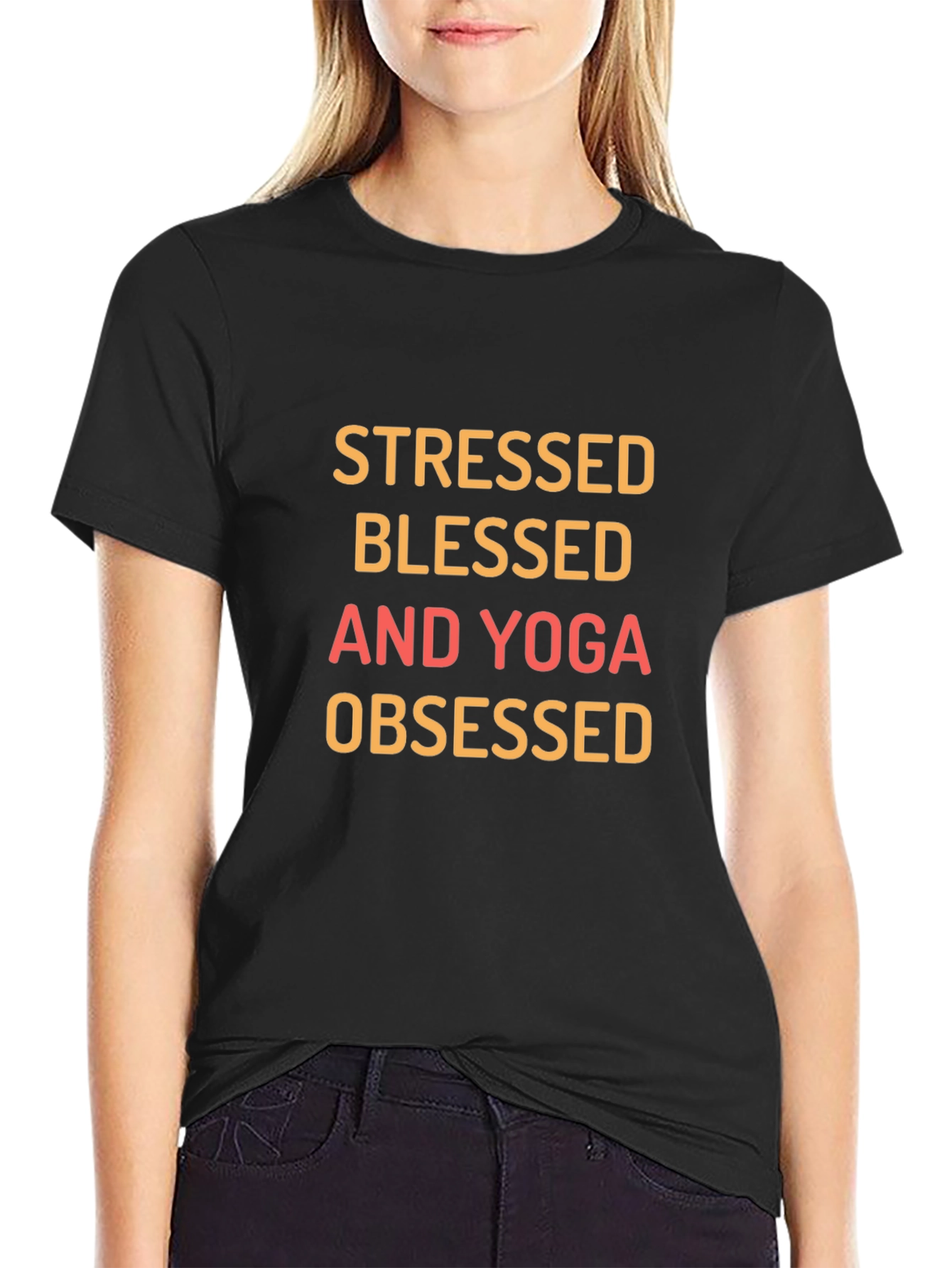 Stressed Blessed Yoga Obsessed Graphic Tee