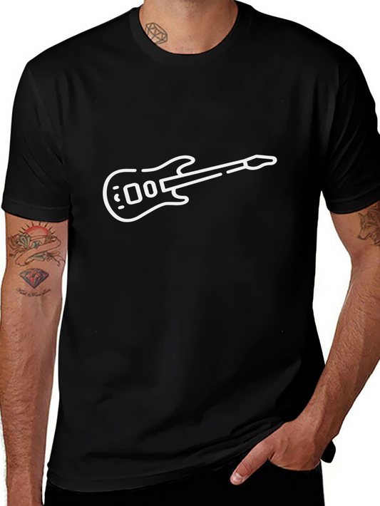Electric Guitar Graphic Tee - Black Cotton Blend