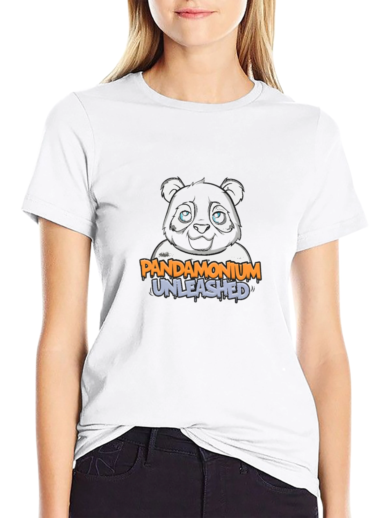 Pandamonium Unleashed Graphic Tee - Black Cotton Blend