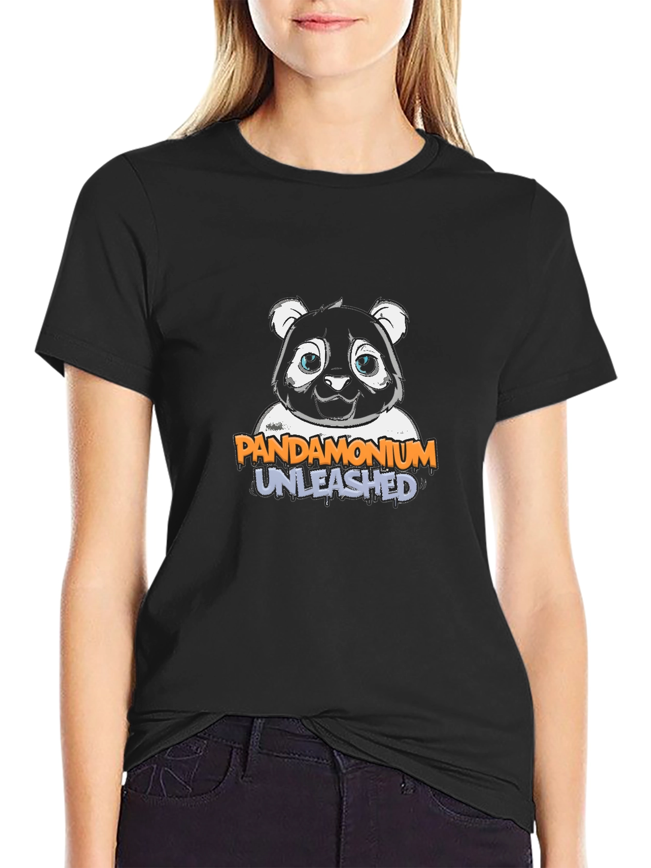 Pandamonium Unleashed Graphic Tee - Black Cotton Blend