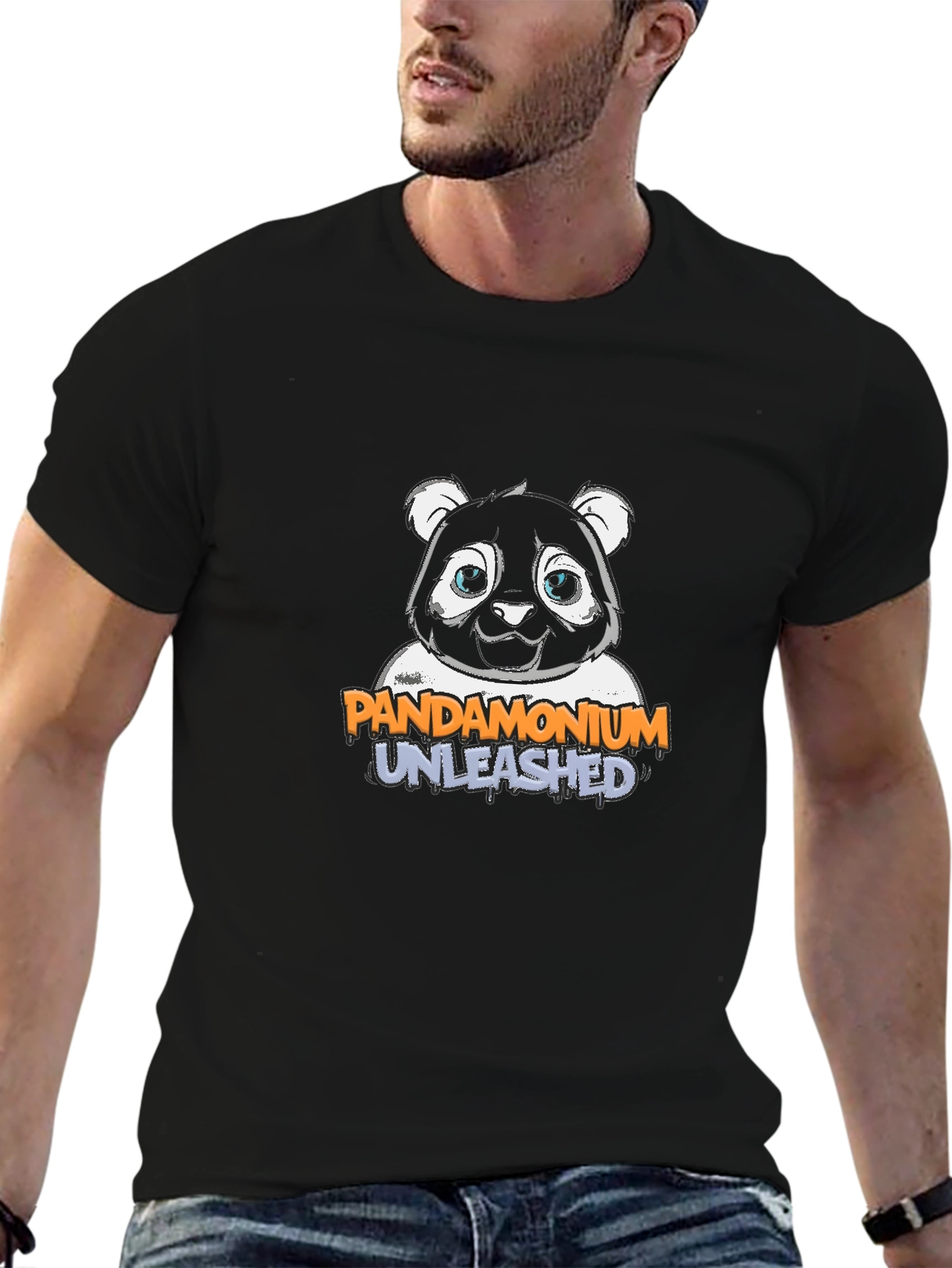 Pandamonium Unleashed Graphic Tee - Black Cotton Blend