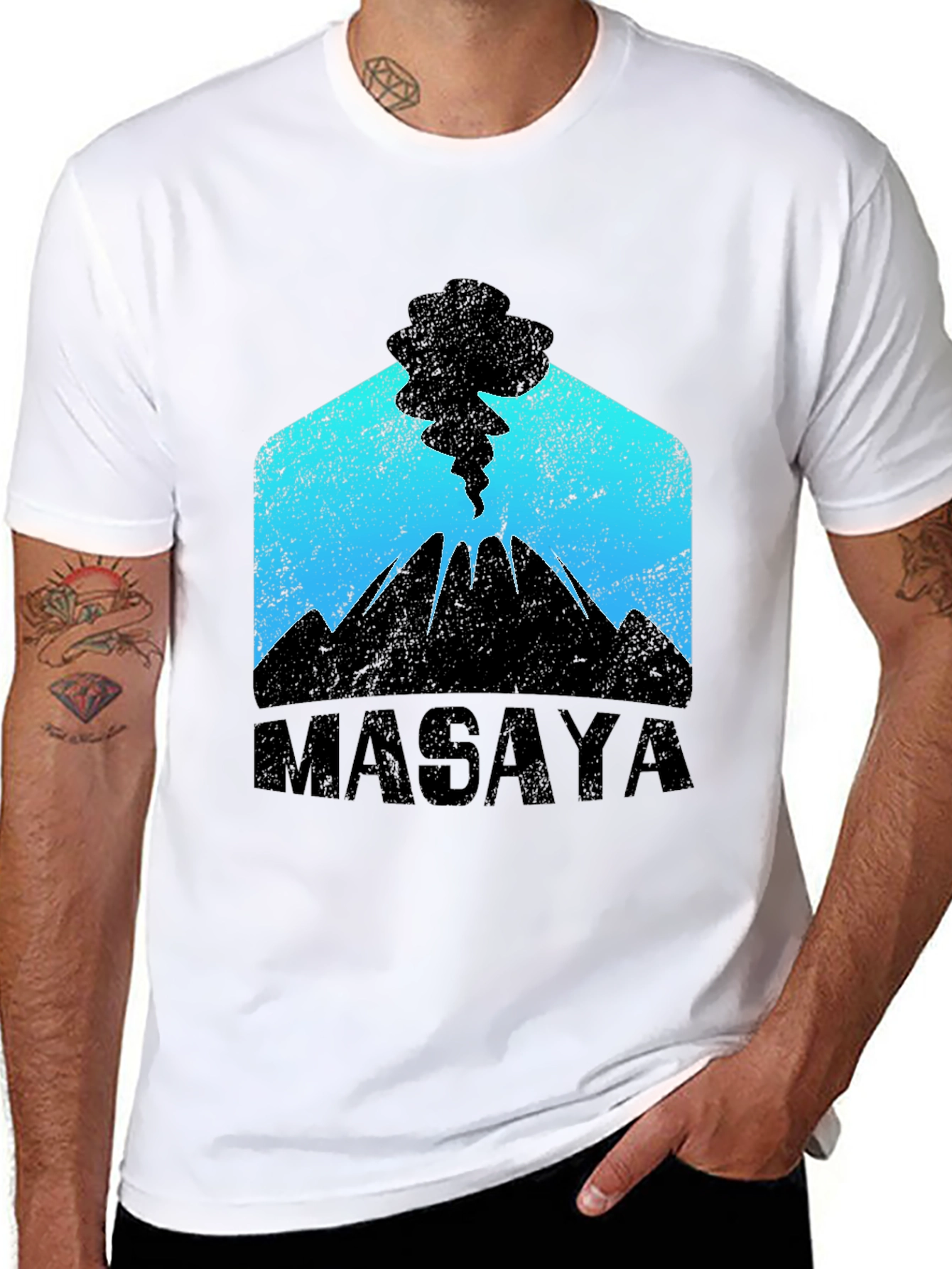 Masaya Volcano Graphic Print Black T-Shirt