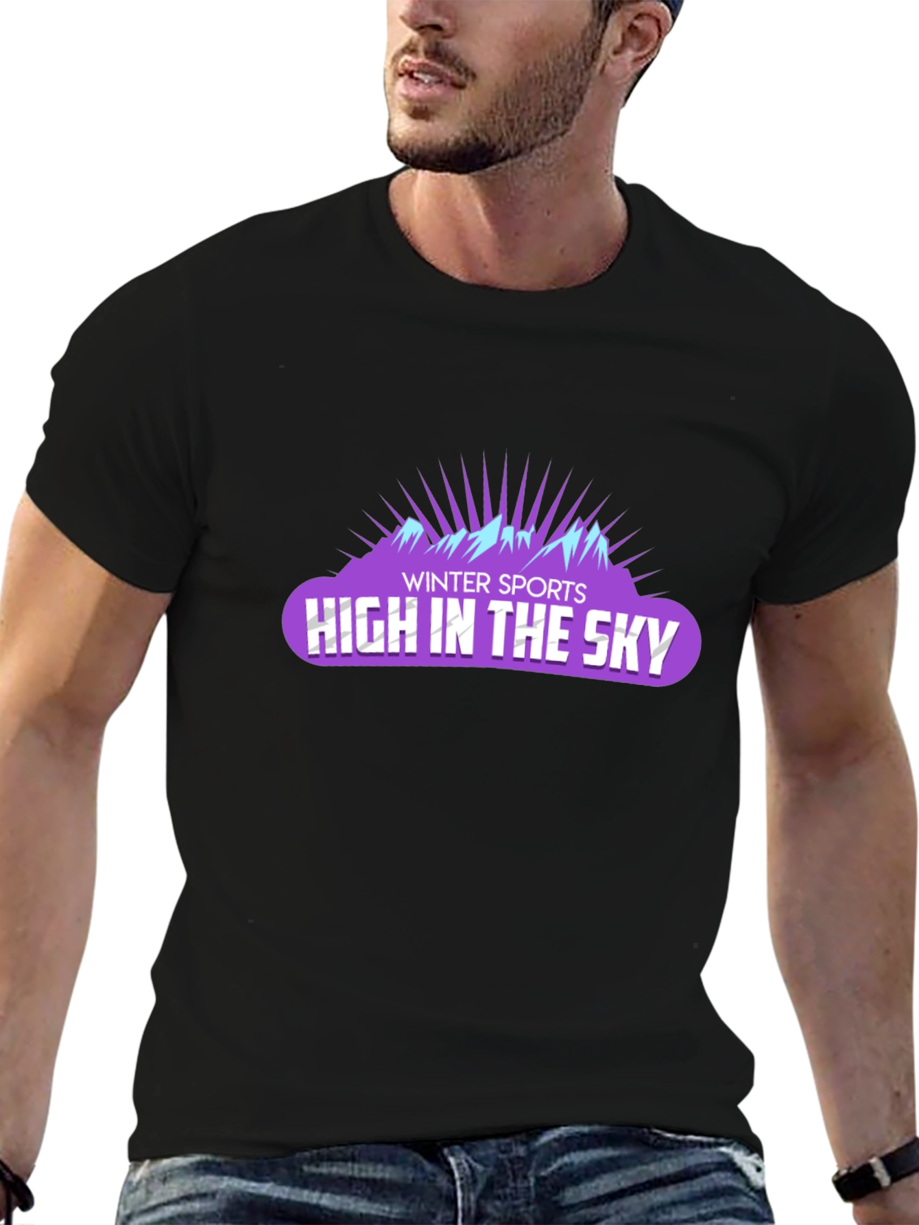 Winter Sports High in the Sky Black T-Shirt