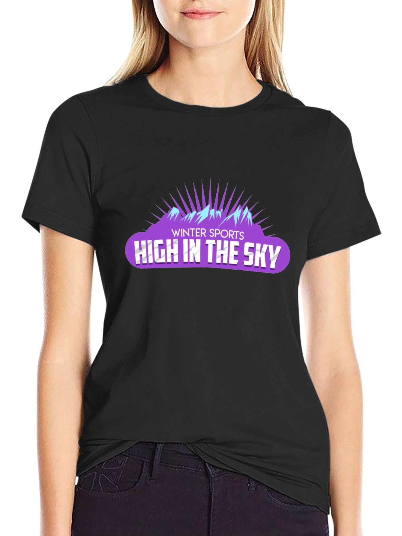 Winter Sports High in the Sky Black T-Shirt