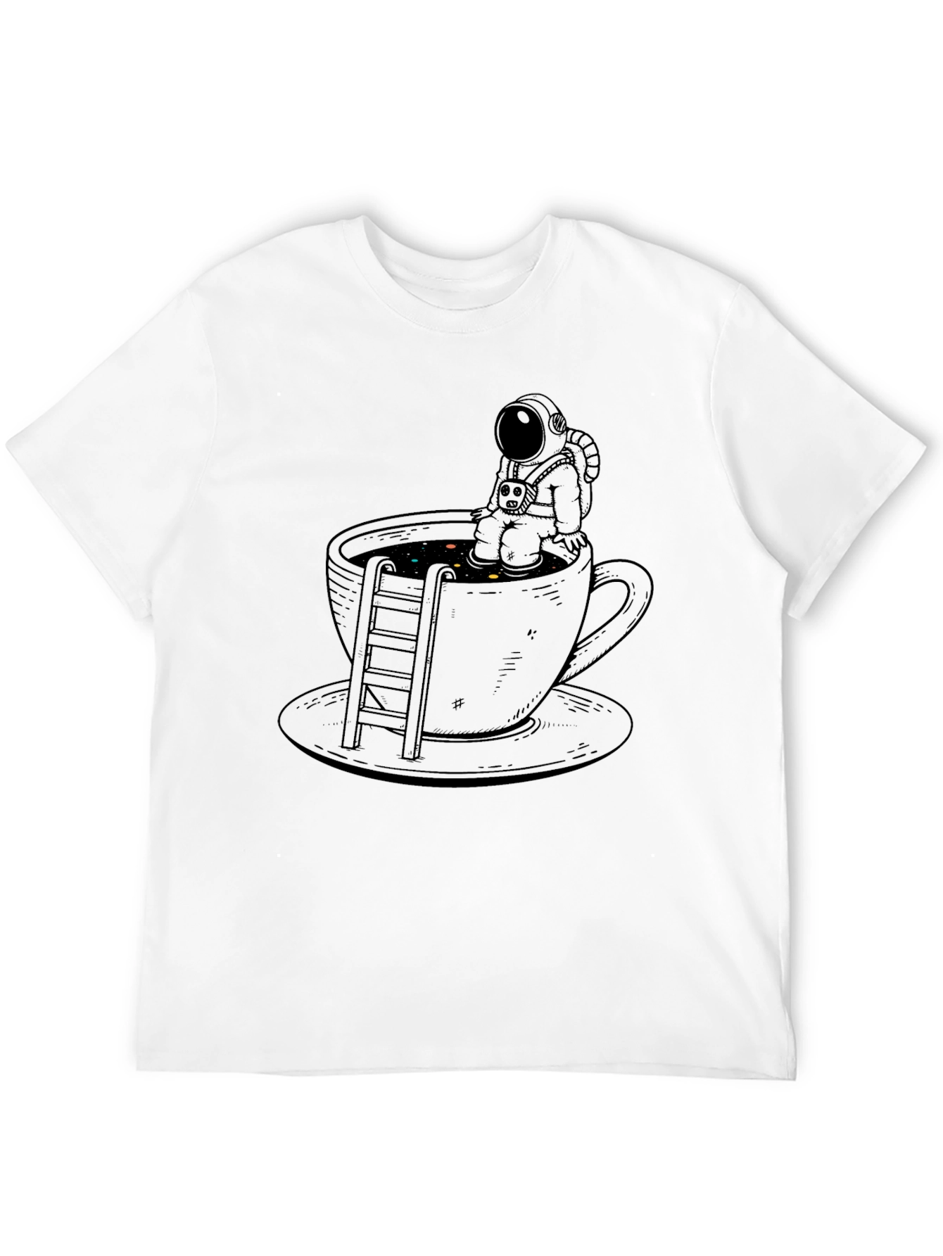 Astronaut Coffee Cup Graphic Tee - Black